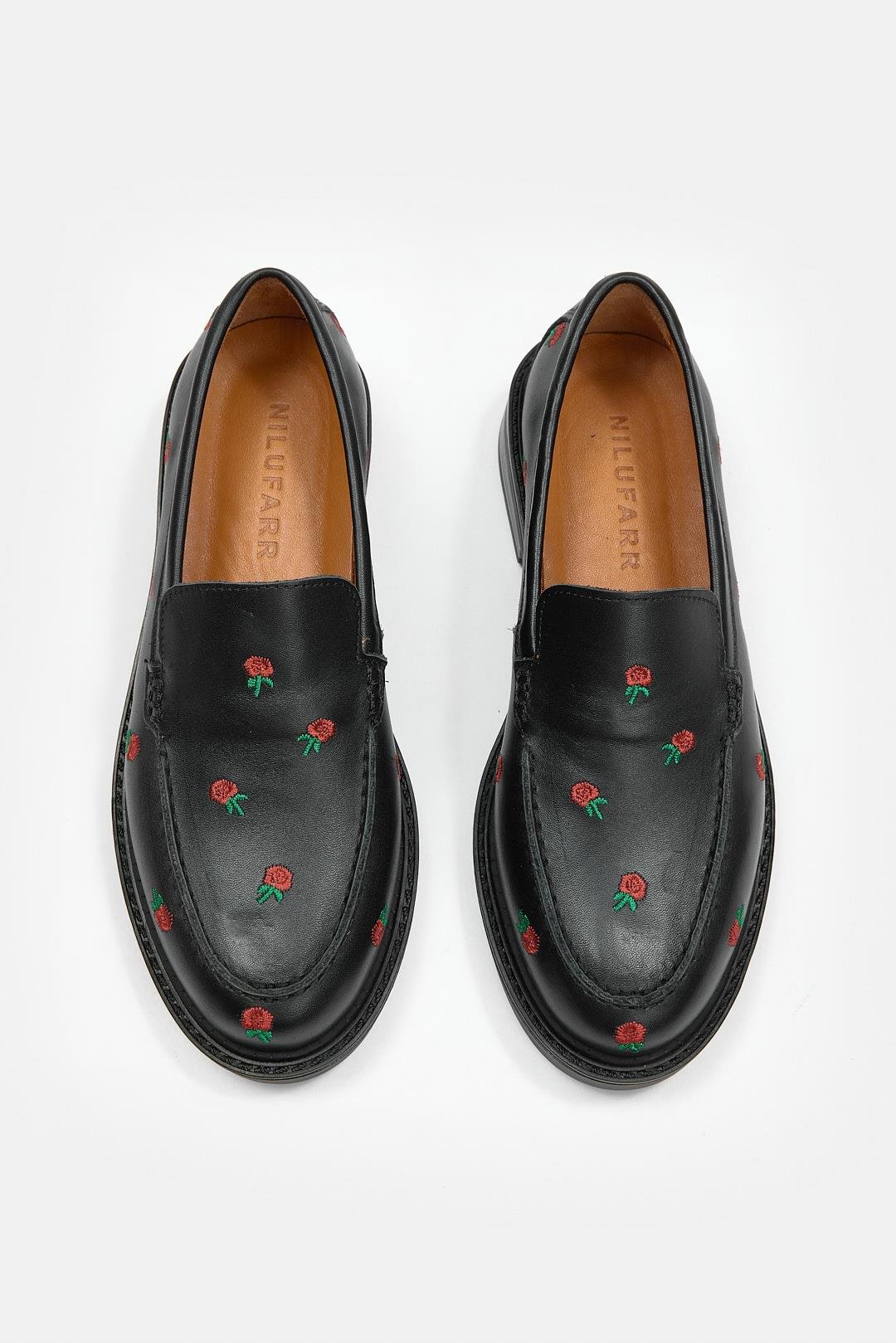Florianna Siyah Hakiki Deri Kadın Loafer