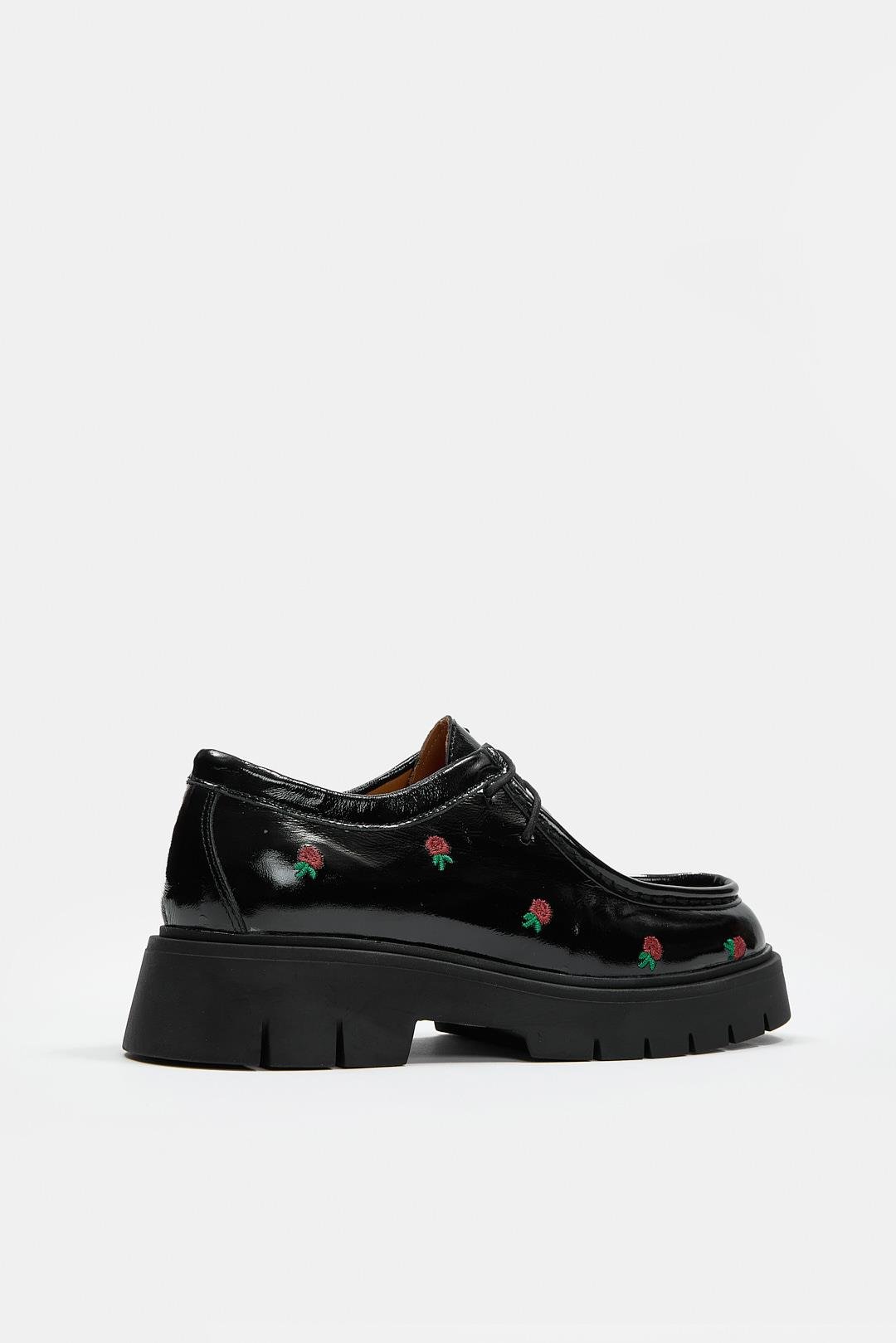 Freya Siyah Rugan Hakiki Deri Kadın Loafer