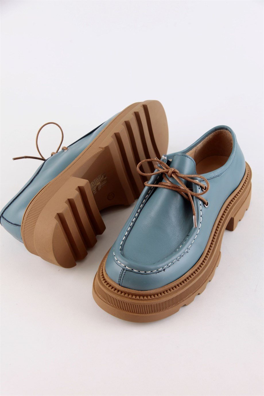 Gabriel Mavi Hakiki Deri Kadın Loafer