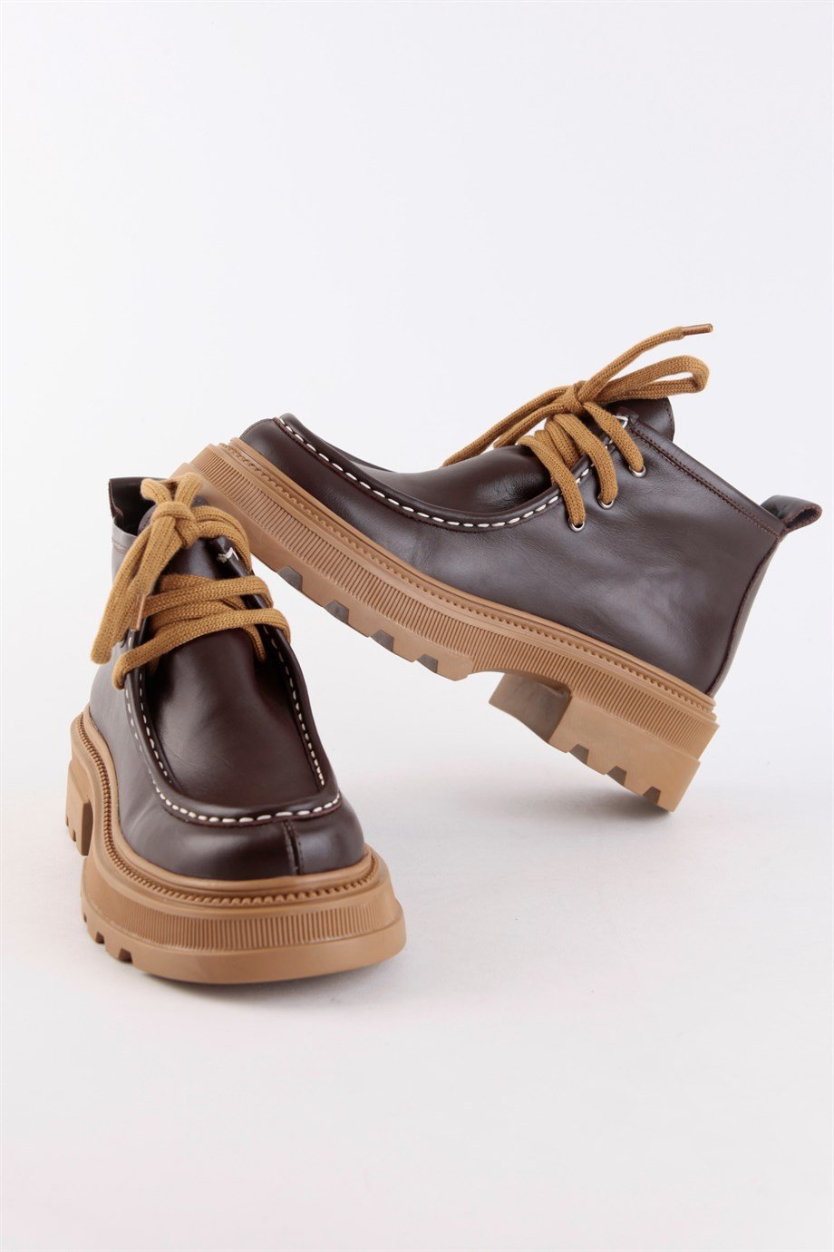 Габриела Женские Тёмно-коричневые Кожаные Ботинки