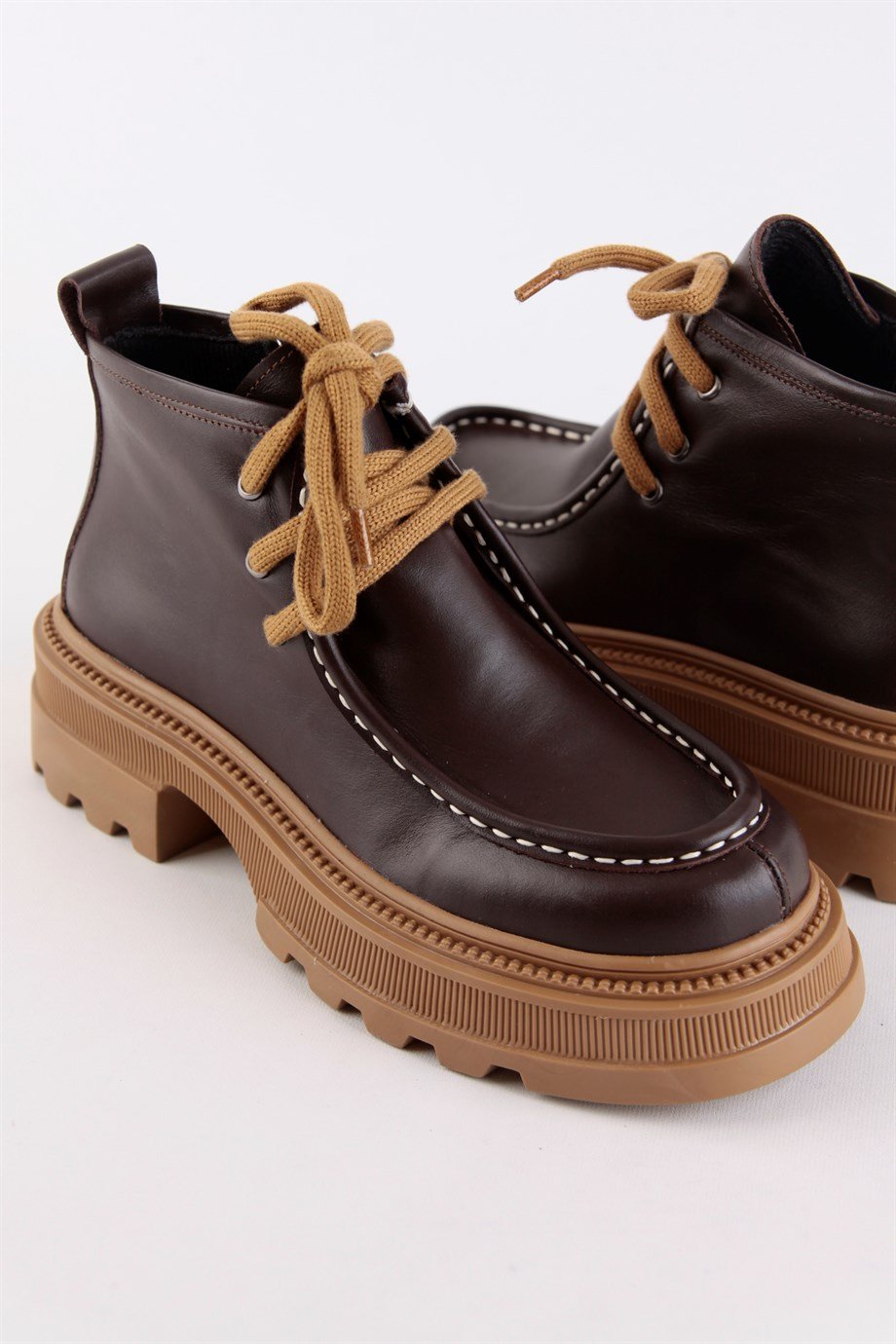 Габриела Женские Тёмно-коричневые Кожаные Ботинки