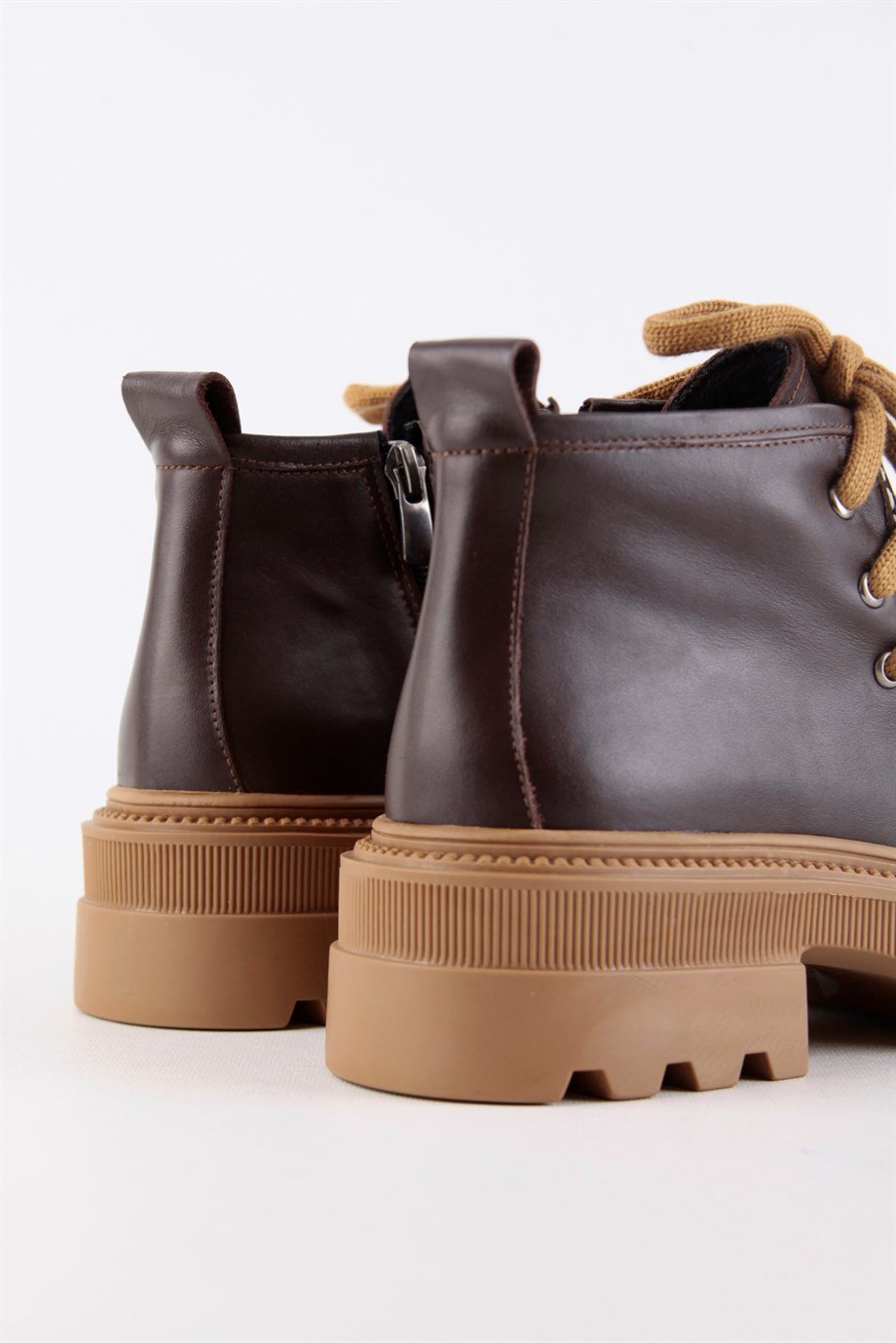 Габриела Женские Тёмно-коричневые Кожаные Ботинки