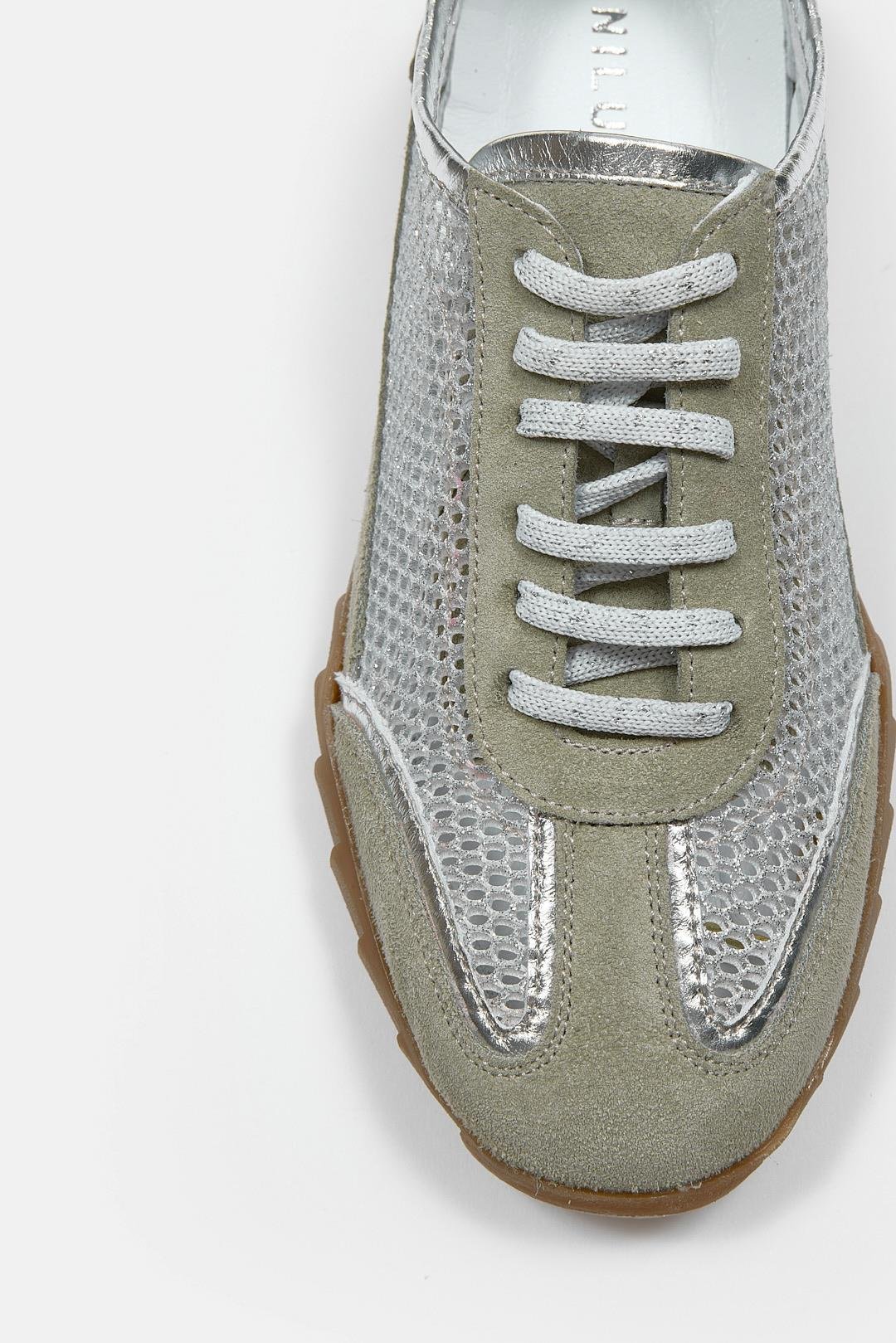 Gala Avokado Süet Hakiki Deri Fileli Kadın Sneaker