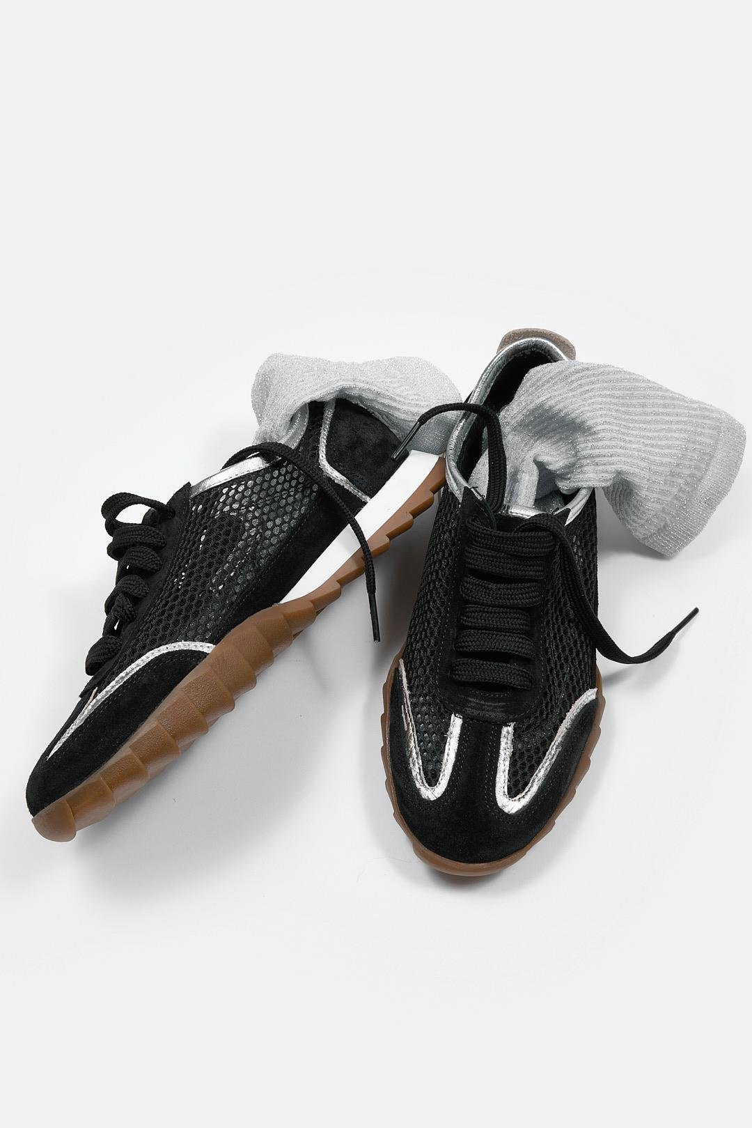 Gala Siyah Süet Hakiki Deri Fileli Kadın Sneaker