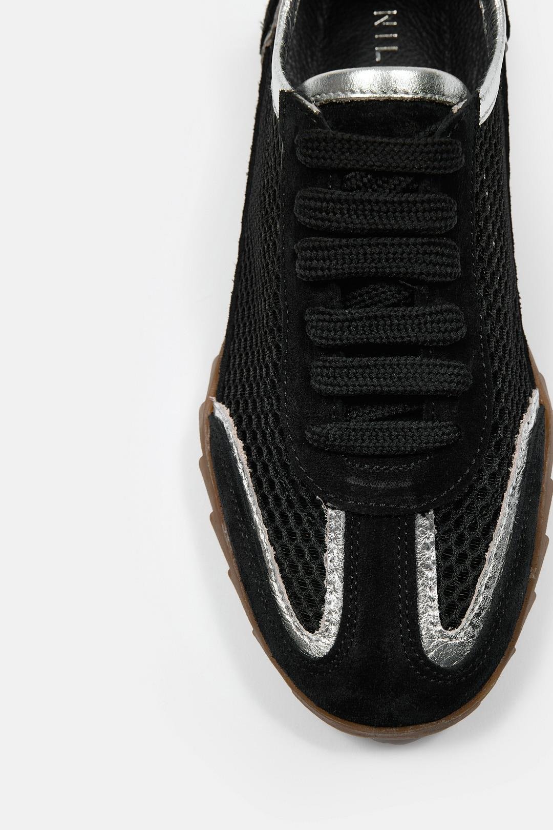 Gala Siyah Süet Hakiki Deri Fileli Kadın Sneaker