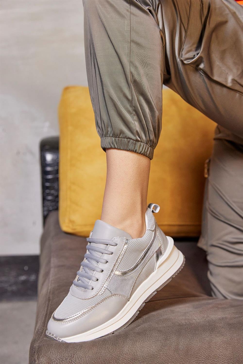 Galina Gri Hakiki Deri Kadın Sneaker