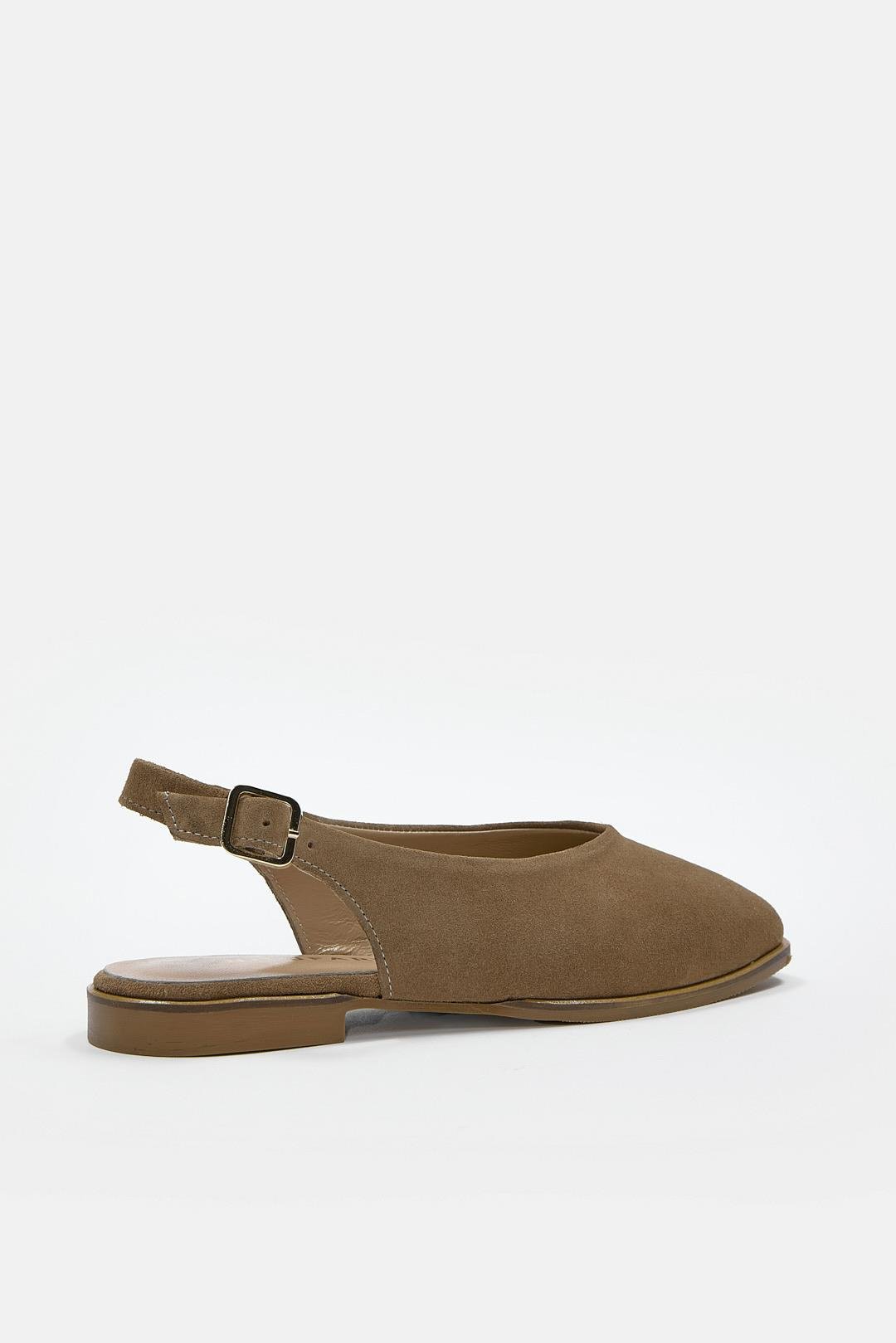 Geise Taba Süet Hakiki Deri Arkası Açık Kadın Babet