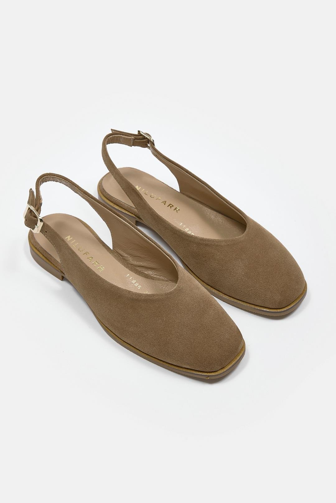 Geise Taba Süet Hakiki Deri Arkası Açık Kadın Babet