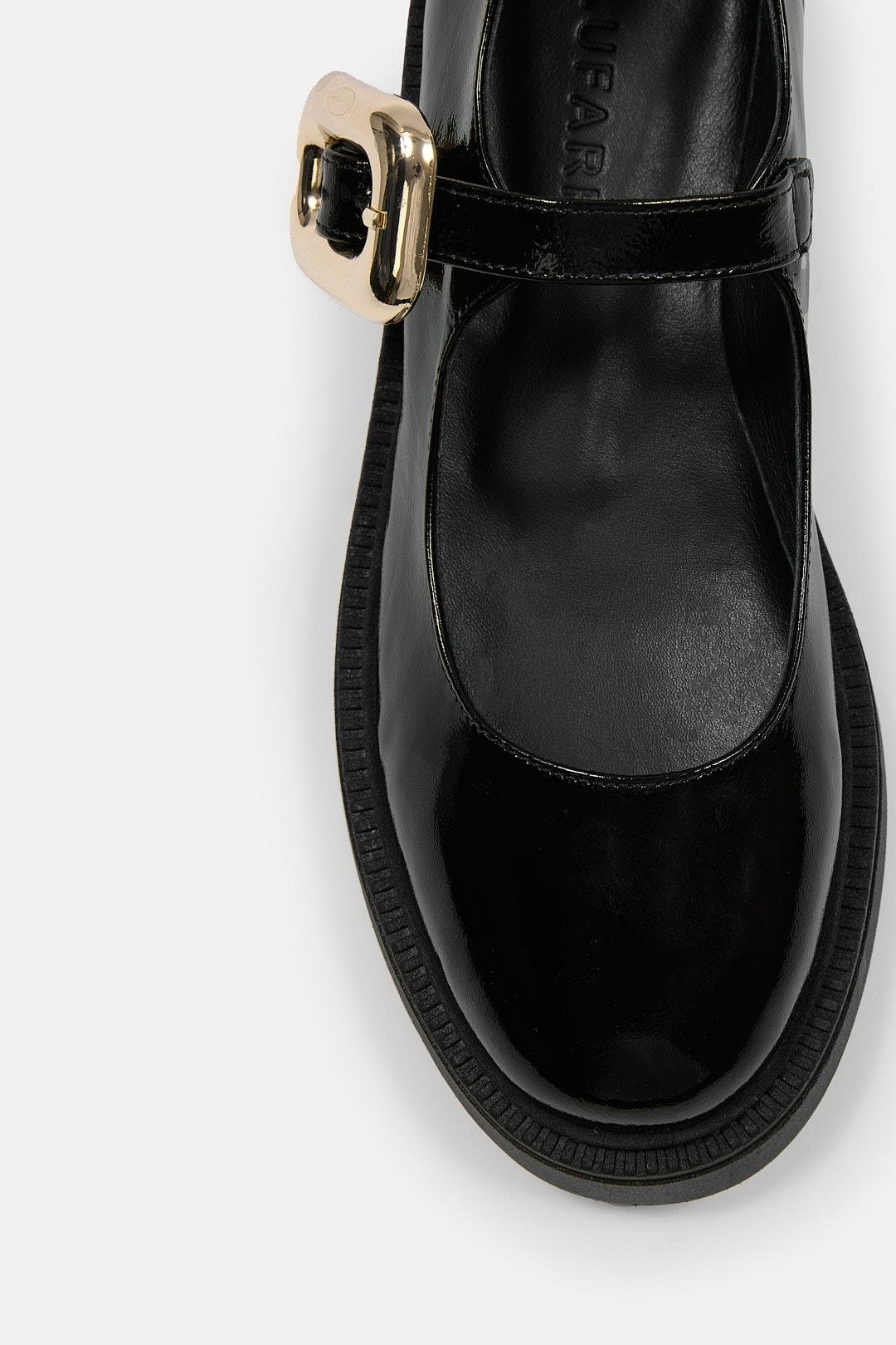 Ghisa Siyah Rugan Hakiki Deri Altın Tokalı Loafer