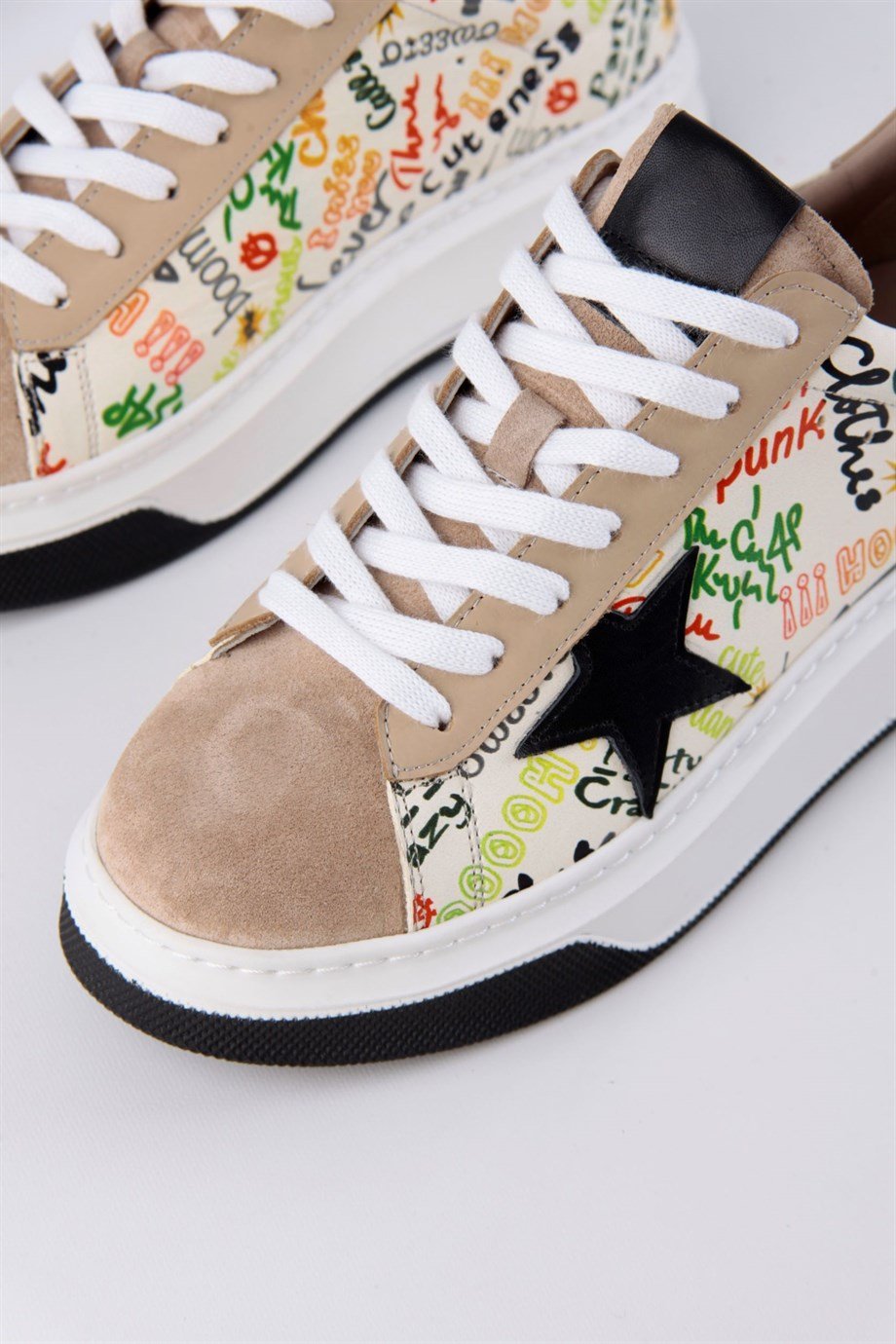 Goose Bej Hakiki Süet Kadın Sneaker