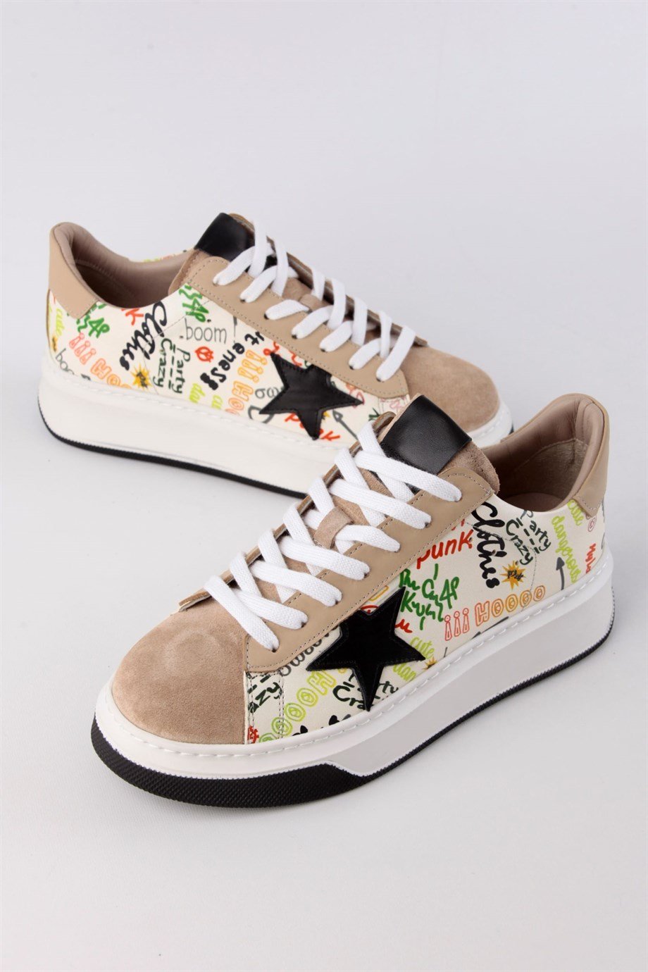 Goose Bej Hakiki Süet Kadın Sneaker