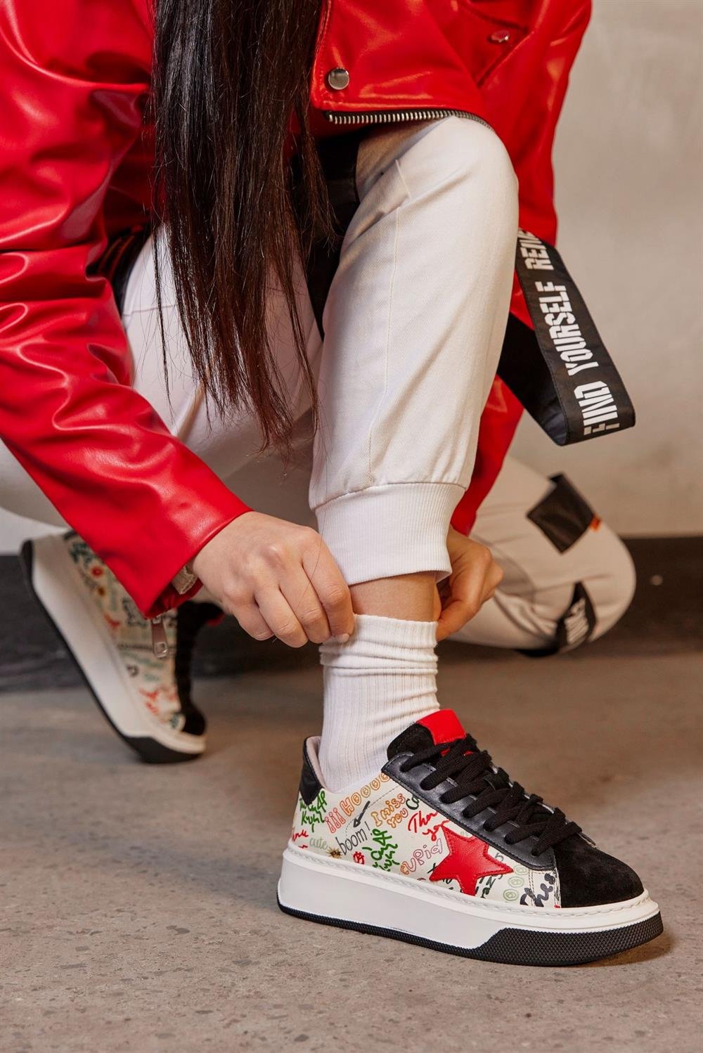 Goose Siyah Hakiki Süet Kadın Sneaker