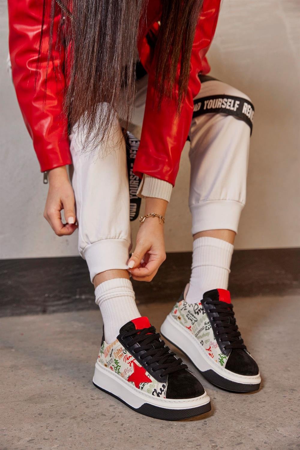Goose Siyah Hakiki Süet Kadın Sneaker