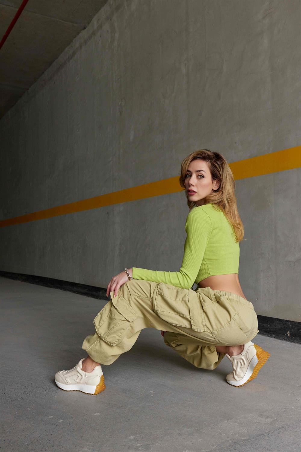 Hello Bej Hakiki Deri Kadın Sneaker