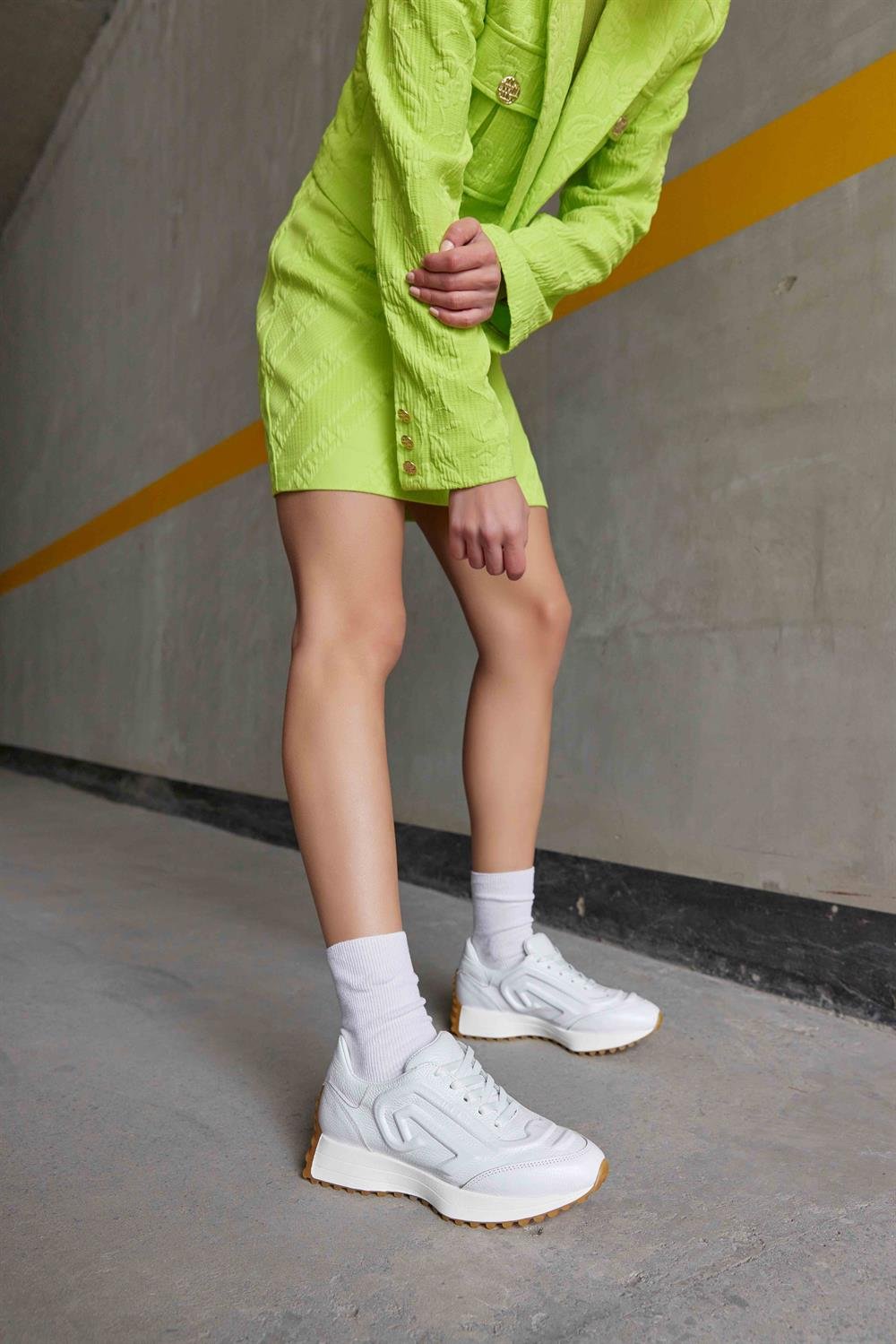 Hello Beyaz Hakiki Deri Kadın Sneaker