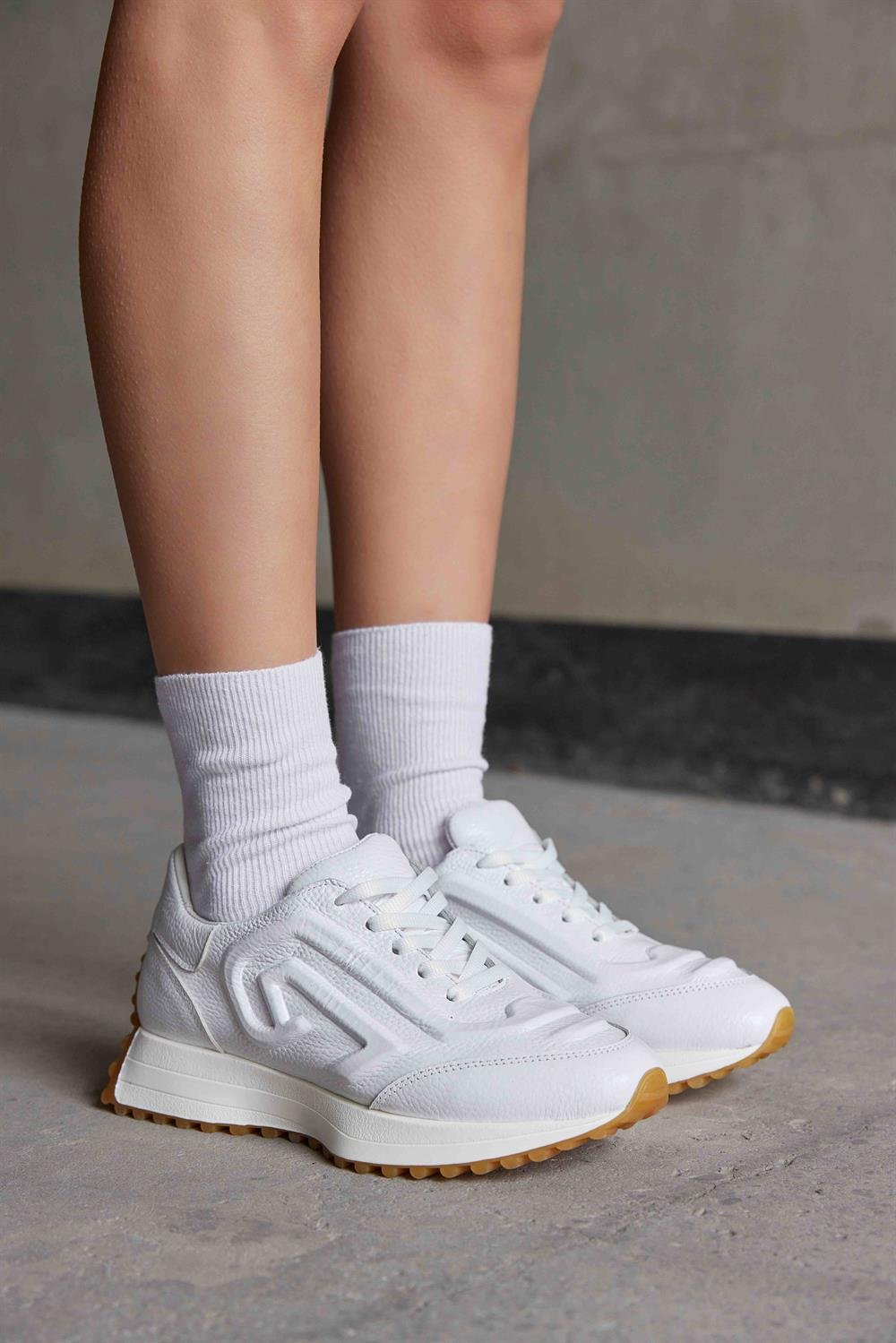 Hello Beyaz Hakiki Deri Kadın Sneaker