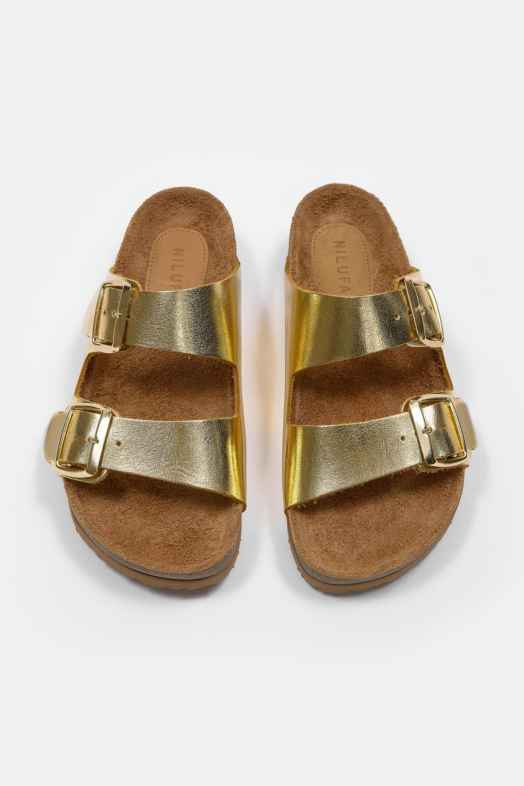 Helosa Altın Hakiki Deri Kadın Terlik