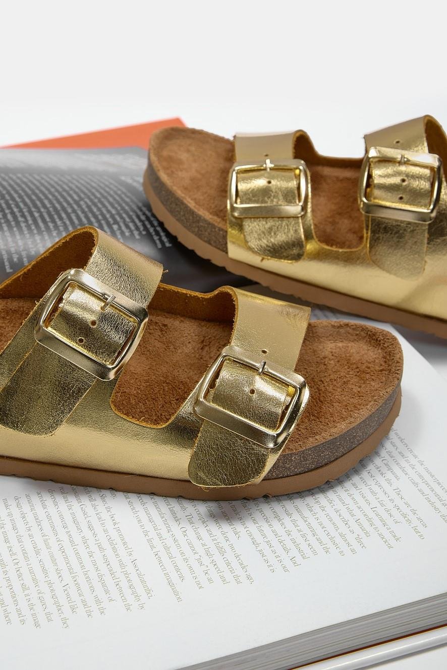 Helosa Altın Hakiki Deri Kadın Terlik