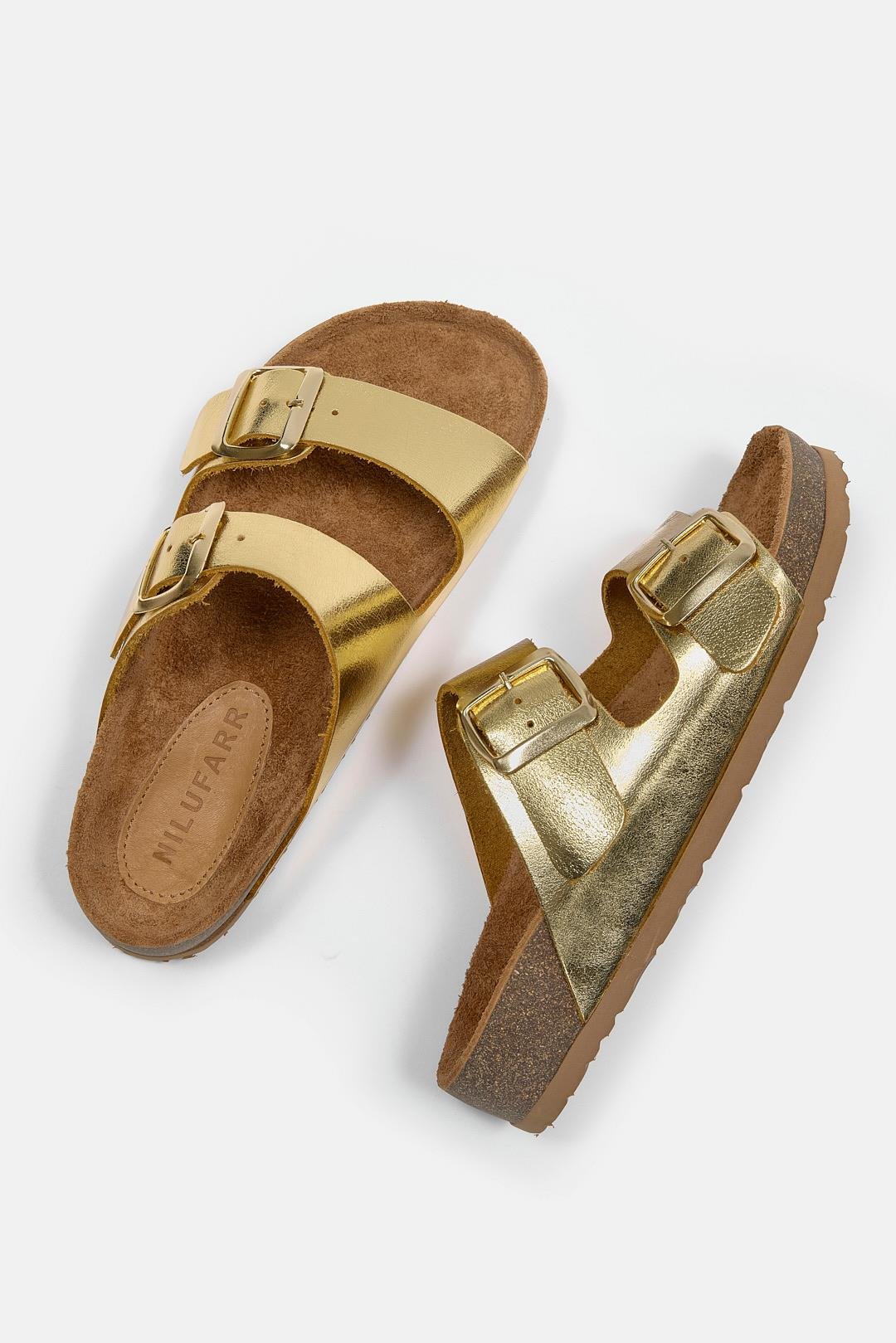 Helosa Altın Hakiki Deri Kadın Terlik