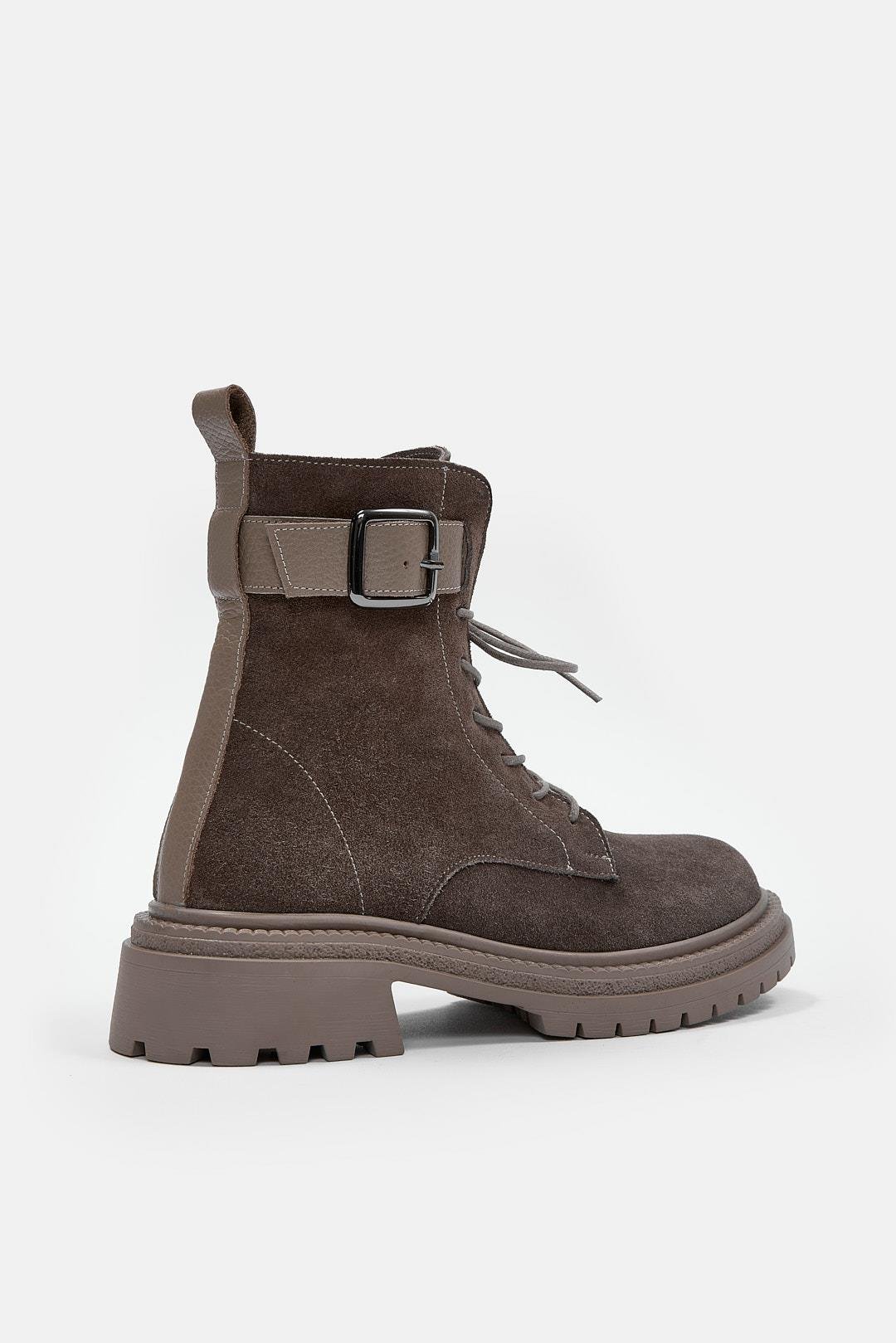 Henz Gri Süet Hakiki Deri Kadın Bot