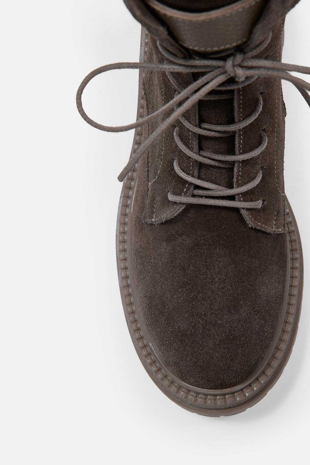 Henz Gri Süet Hakiki Deri Kadın Bot