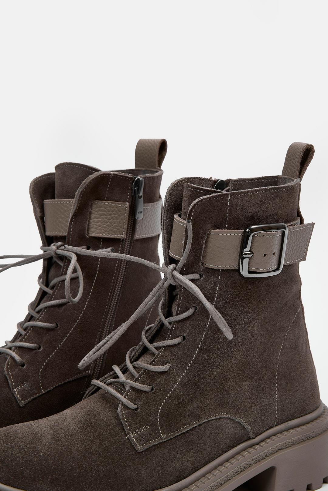 Henz Gri Süet Hakiki Deri Kadın Bot