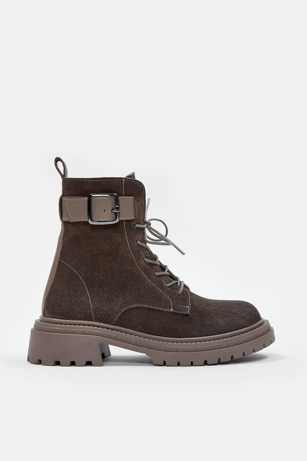 Henz Gri Süet Hakiki Deri Kadın Bot