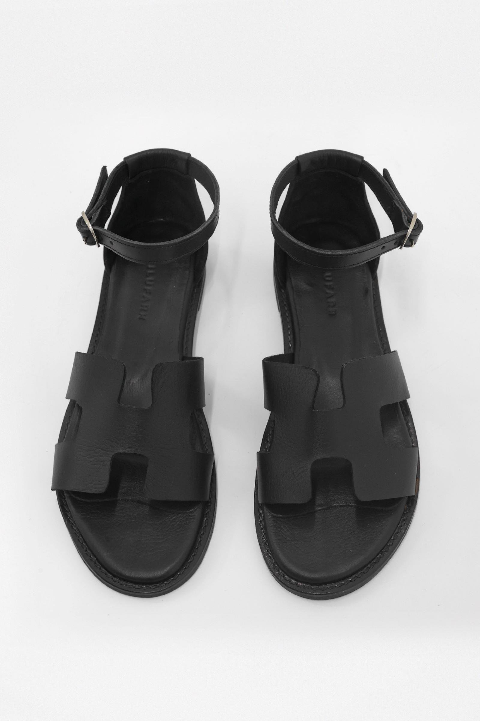 Hero Siyah Hakiki Deri Kadın Sandalet