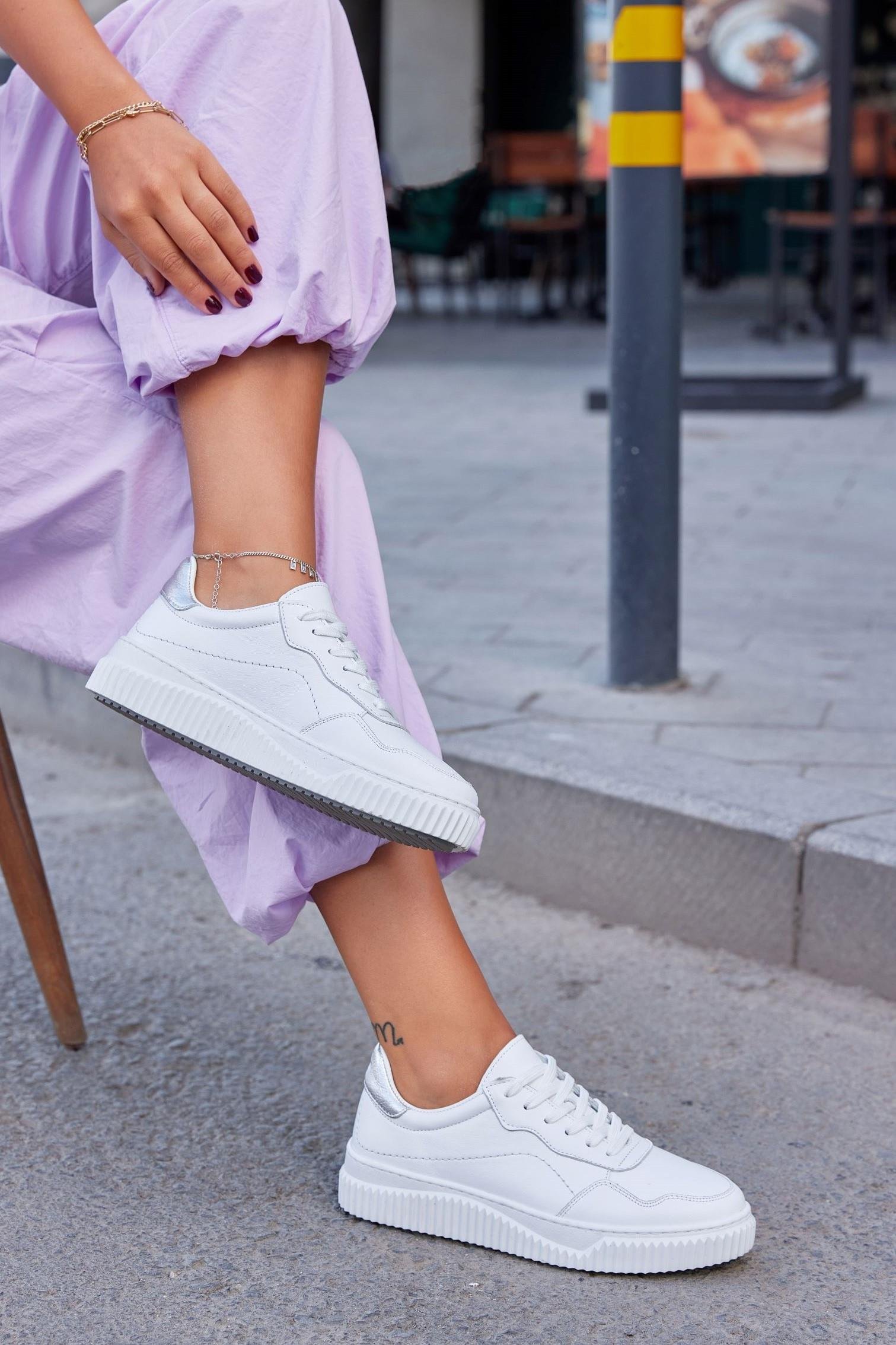 Ibiza Beyaz Hakiki Deri Kadın Sneaker