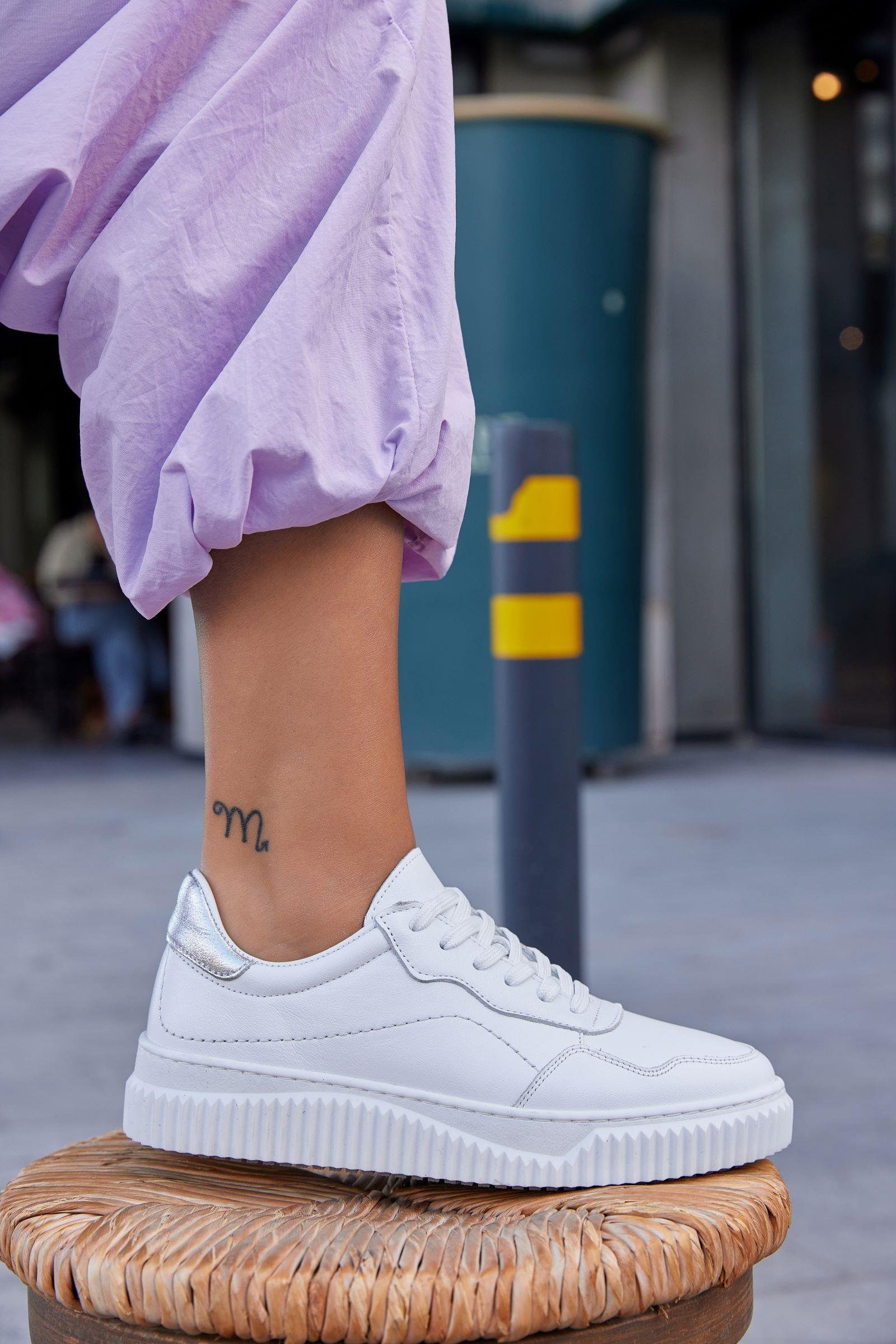Ibiza Beyaz Hakiki Deri Kadın Sneaker