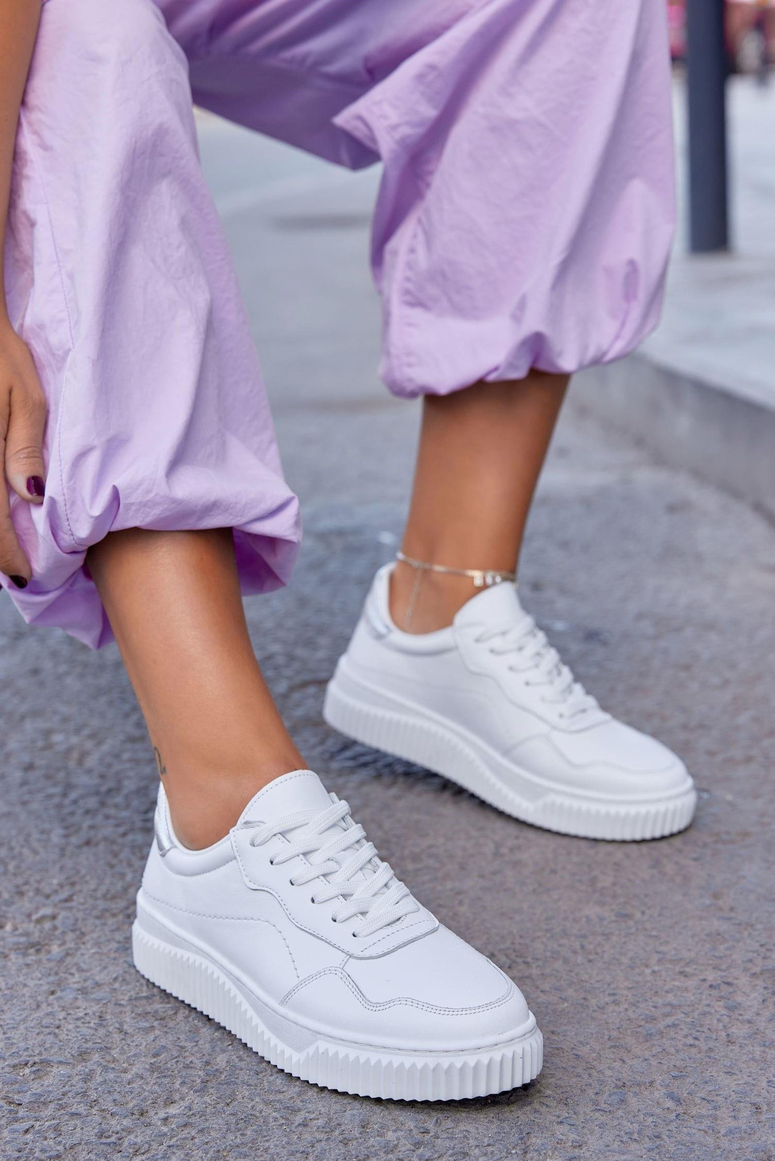 Ibiza Beyaz Hakiki Deri Kadın Sneaker