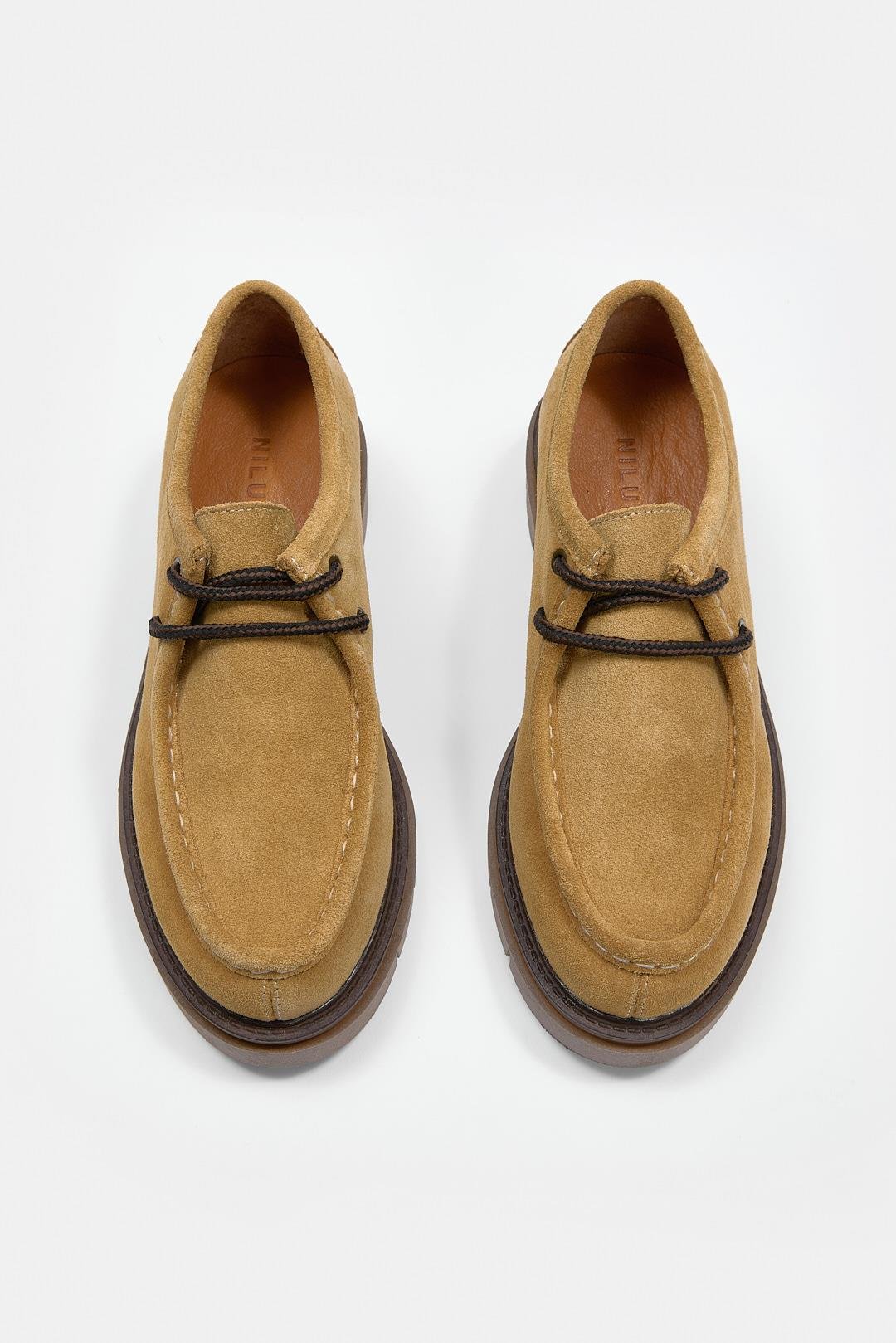 Isabella Camel Hakiki Süet Kadın Loafer Ayakkabı