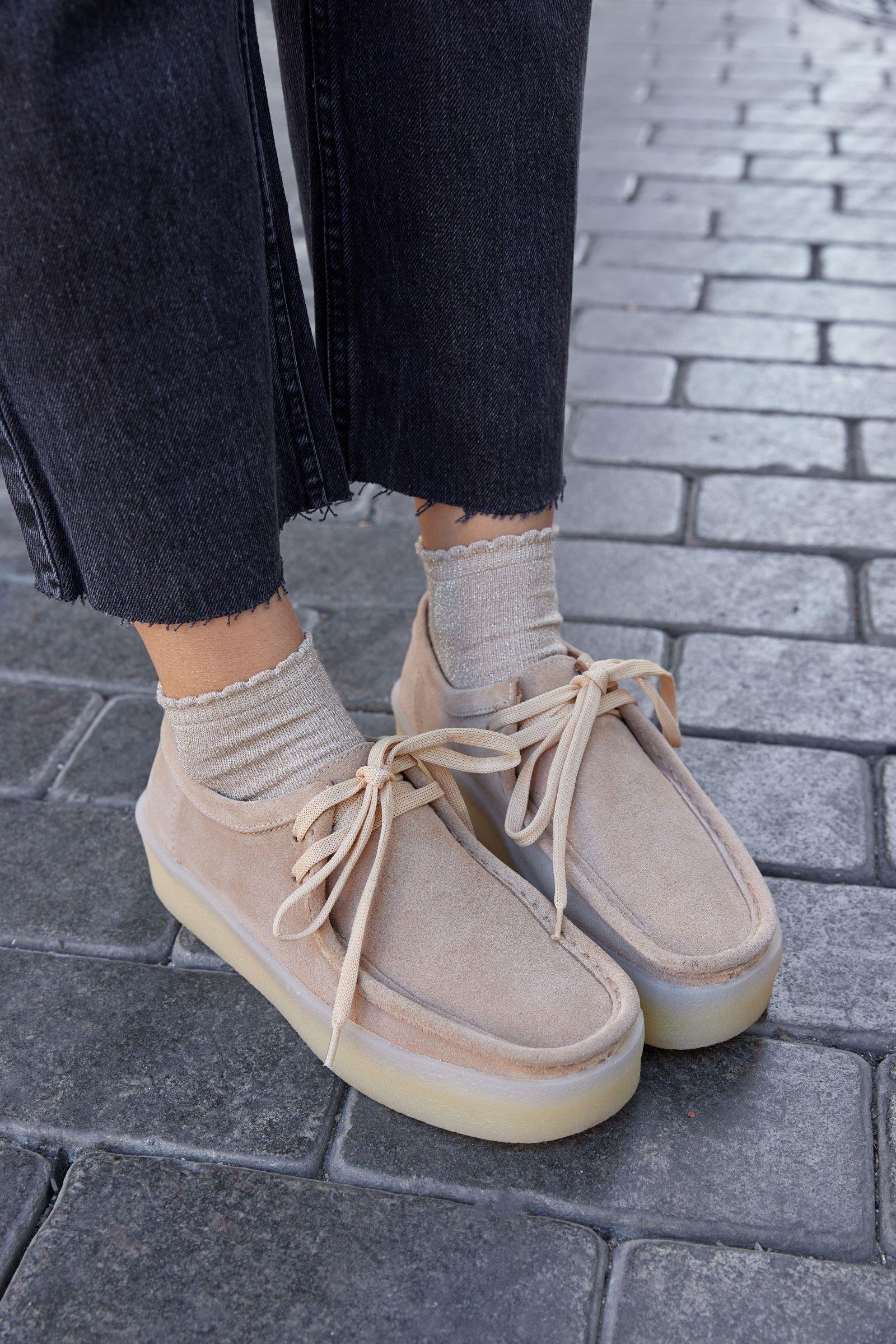 James Bisküvi Hakiki Deri Bağcıklı Kadın Ayakkabı