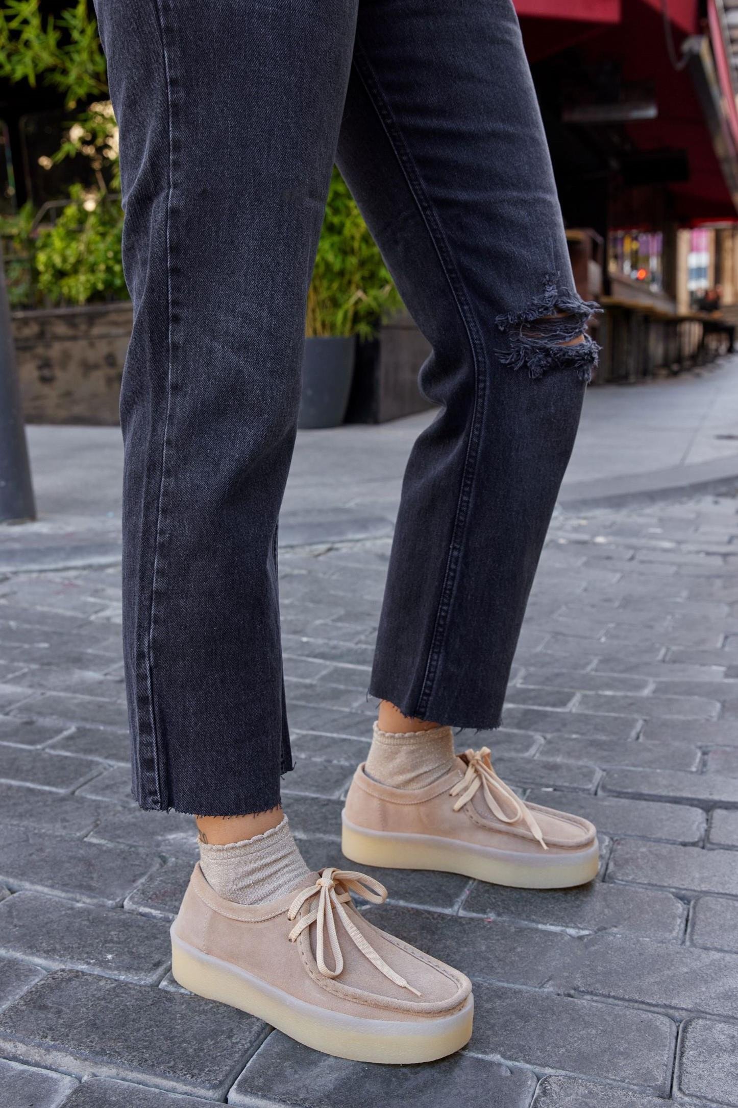 James Bisküvi Hakiki Deri Bağcıklı Kadın Ayakkabı