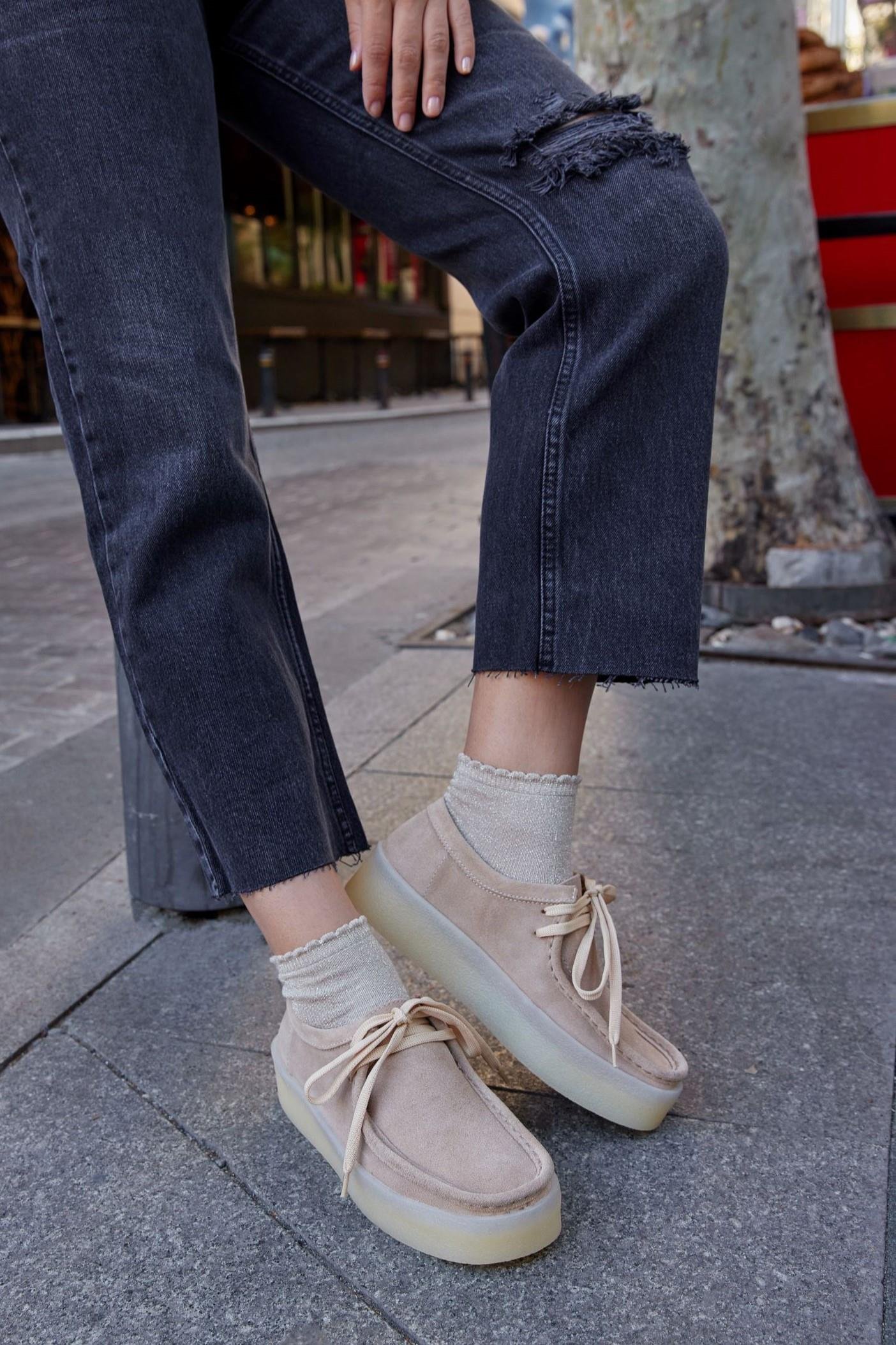 James Bisküvi Hakiki Deri Bağcıklı Kadın Ayakkabı