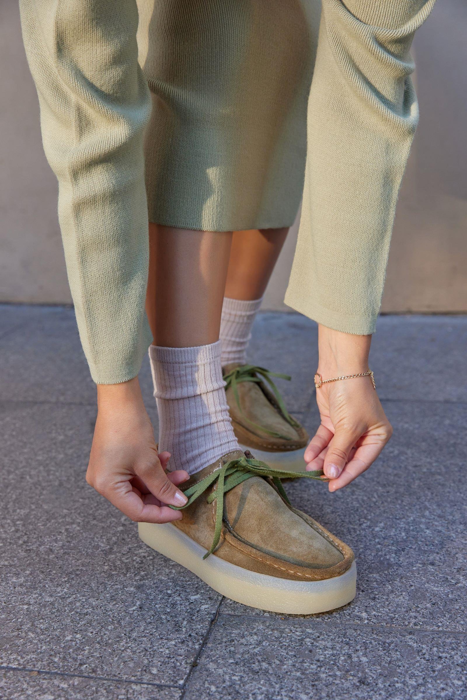 James Haki Hakiki Deri Bağcıklı Kadın Ayakkabı