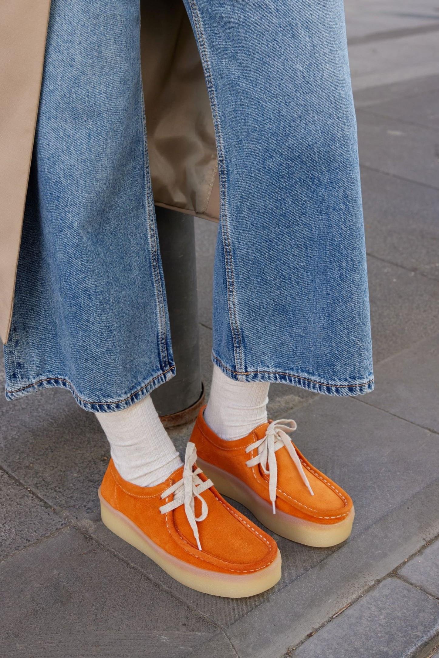 James Turuncu Hakiki Deri Bağcıklı Kadın Ayakkabı