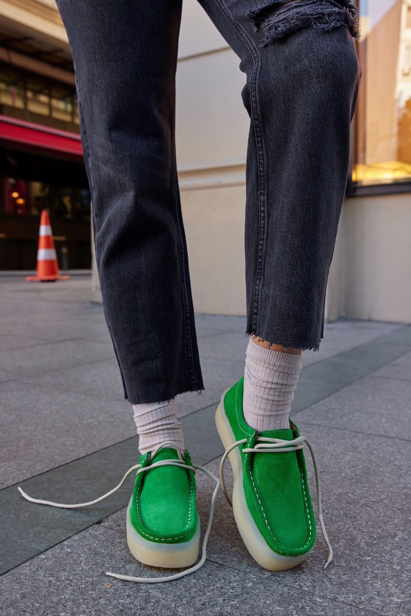 James Yeşil Hakiki Deri Bağcıklı Kadın Ayakkabı