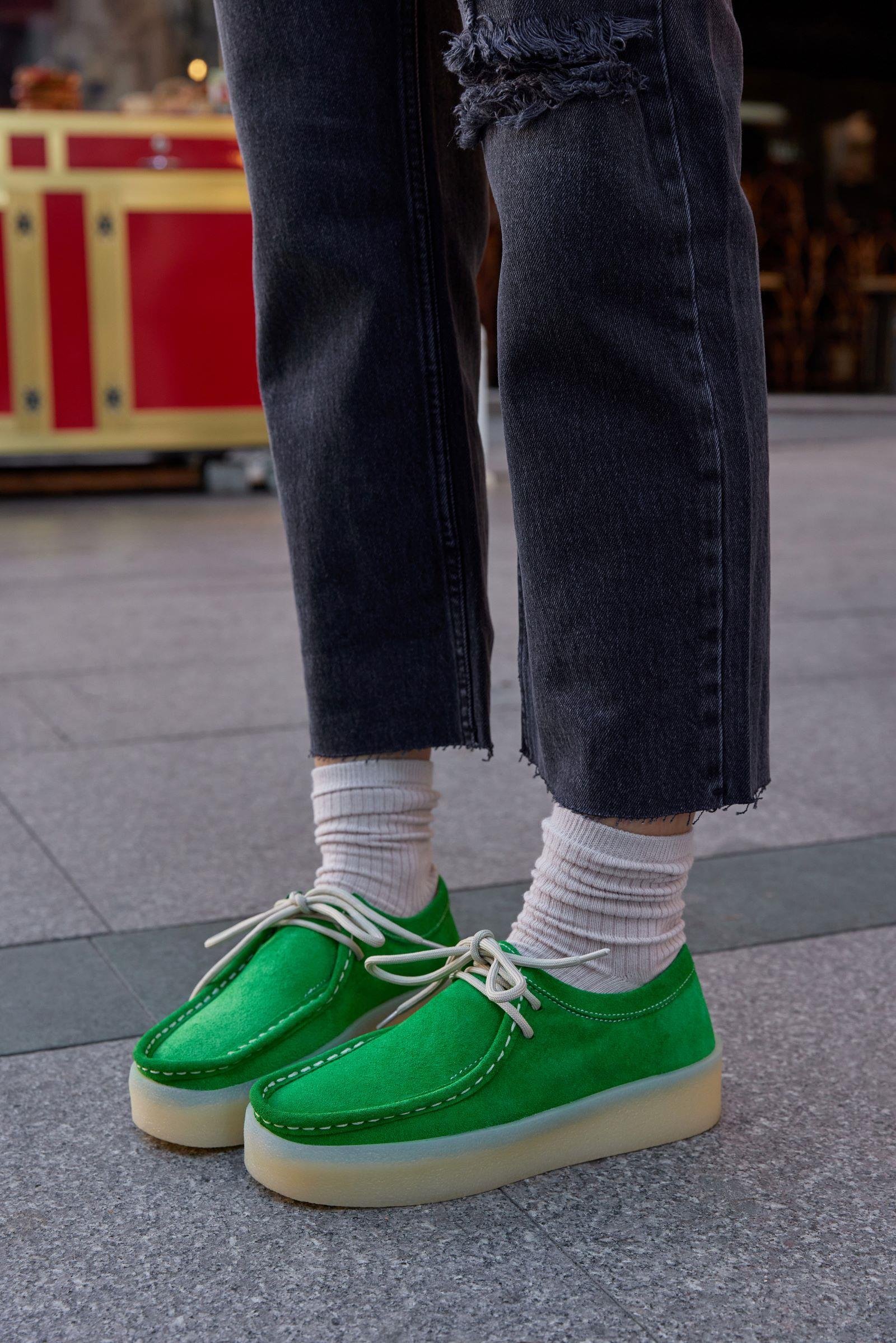 James Yeşil Hakiki Deri Bağcıklı Kadın Ayakkabı