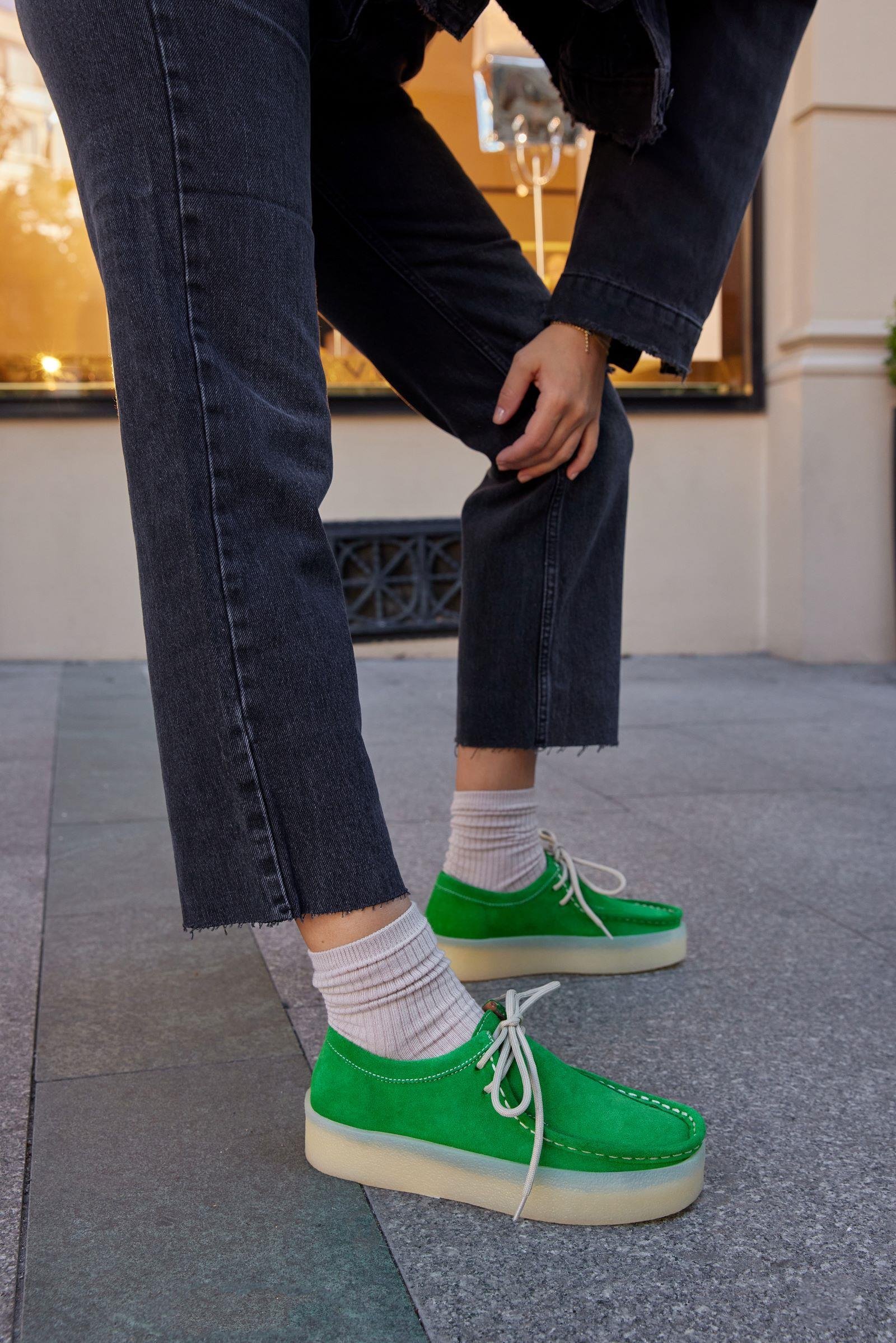 James Yeşil Hakiki Deri Bağcıklı Kadın Ayakkabı