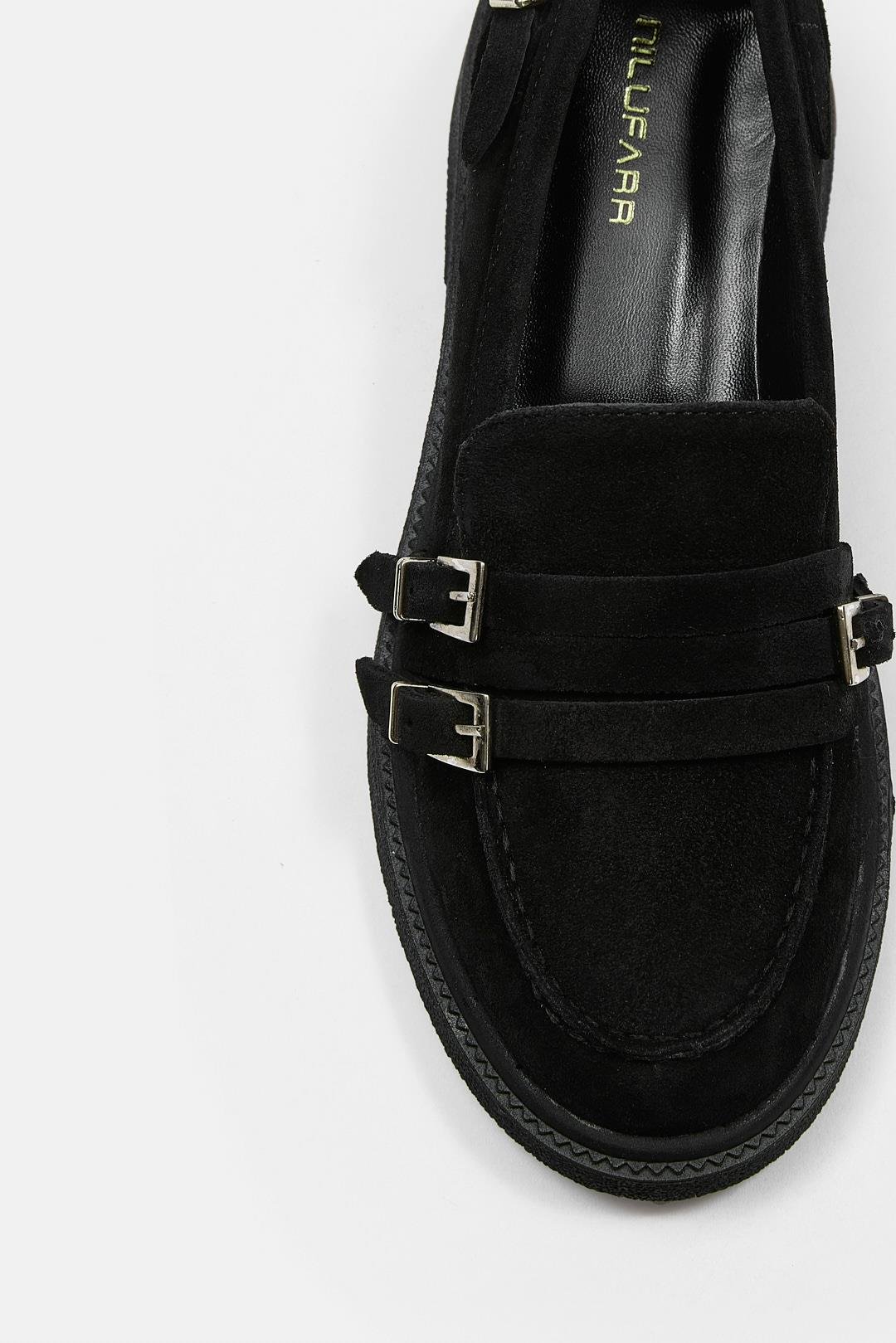 Jayla Siyah Süet Hakiki Deri Kadın Loafer