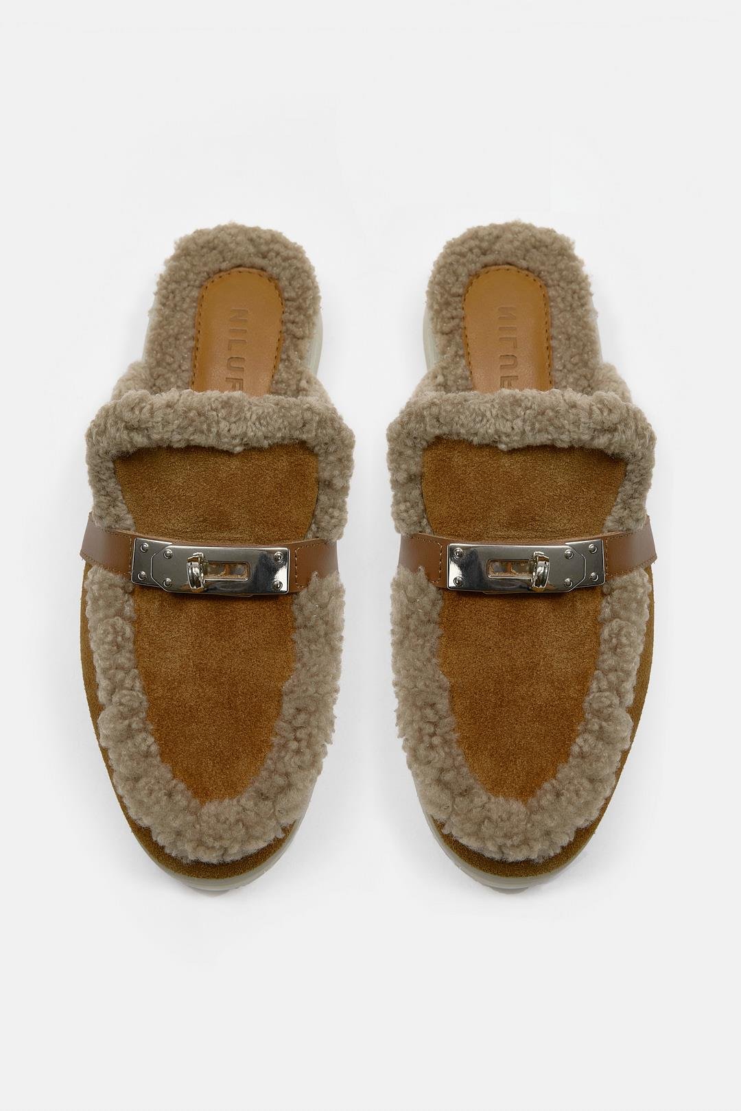 Jelly Taba Süet Gerçek Kürklü Kadın Terlik