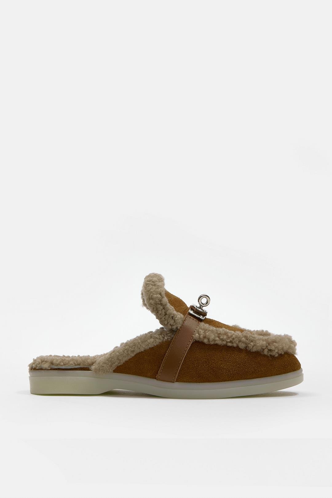 Jelly Taba Süet Gerçek Kürklü Kadın Terlik