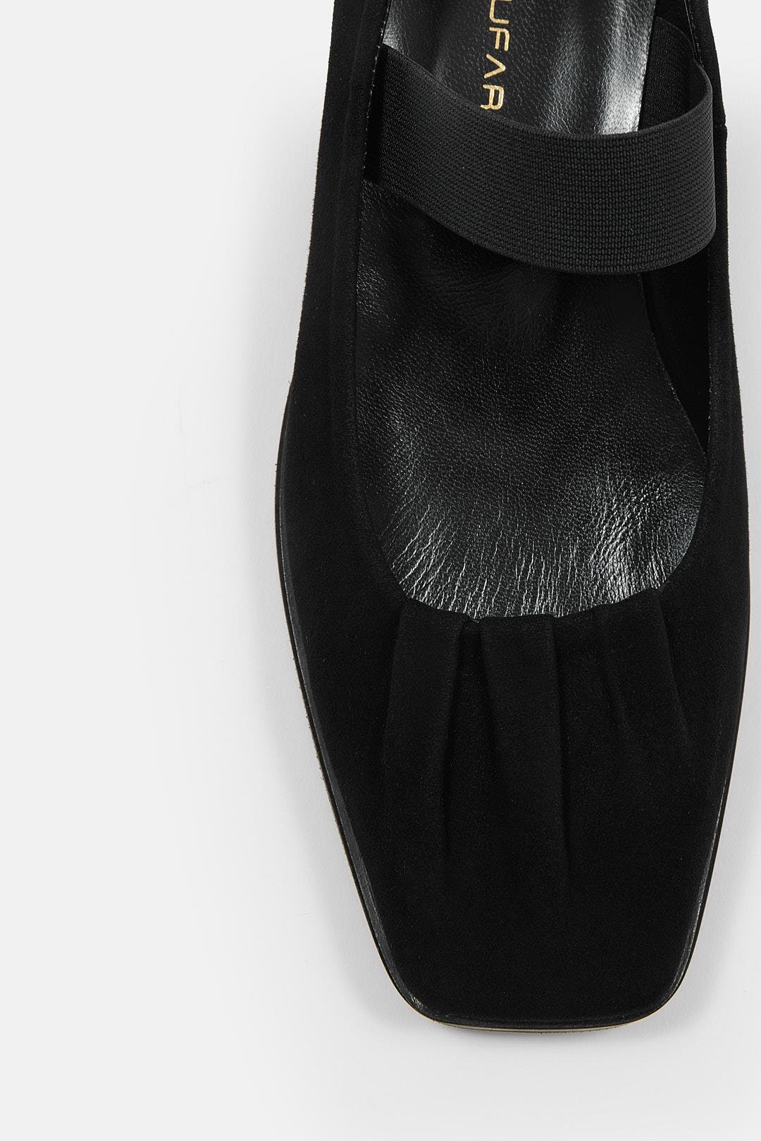 Jimmy Siyah Süet Hakiki Deri Kadın Babet