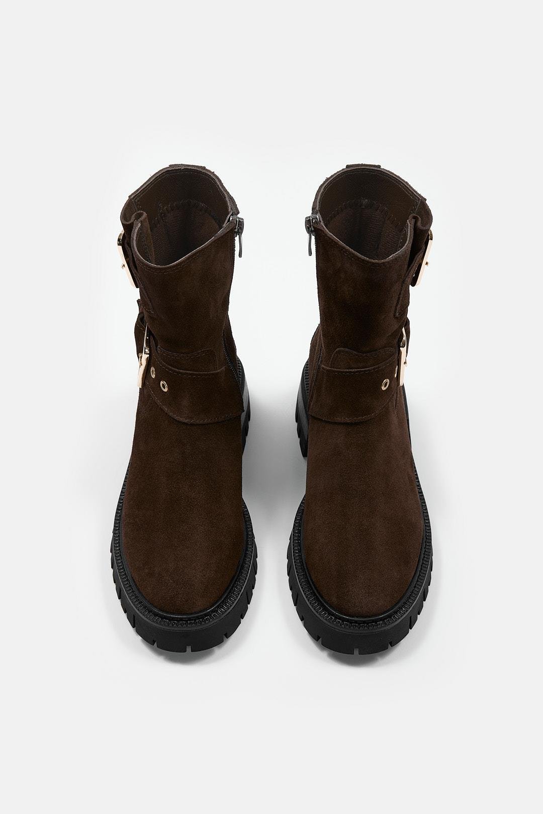 Johan Kahve Süet Hakiki Deri Kadın Bot