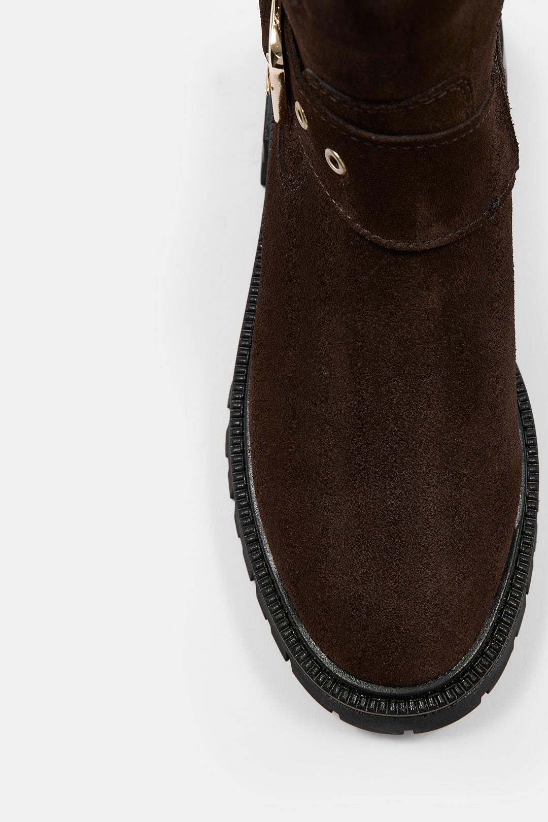 Johan Kahve Süet Hakiki Deri Kadın Bot