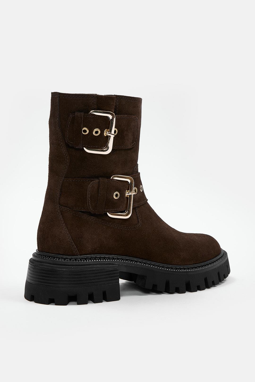 Johan Kahve Süet Hakiki Deri Kadın Bot