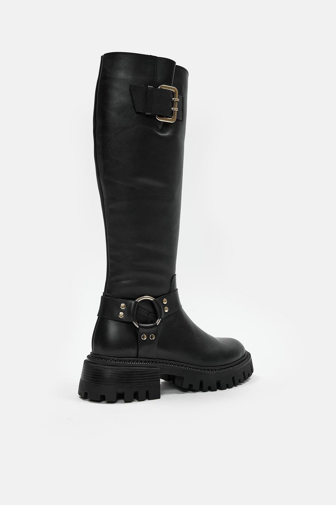 Johanna Siyah Hakiki Deri Kadın Çizme