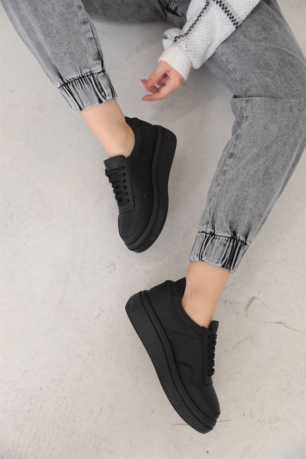 Jora Siyah Deri Kadın Sneaker