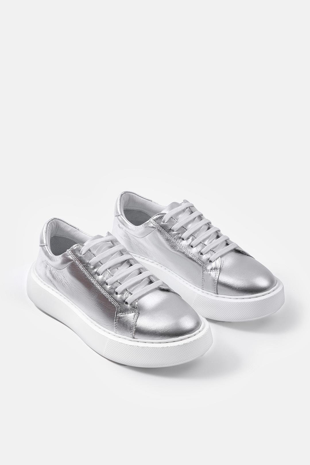 Julia Silver Genuine Leather Women's Sneakers